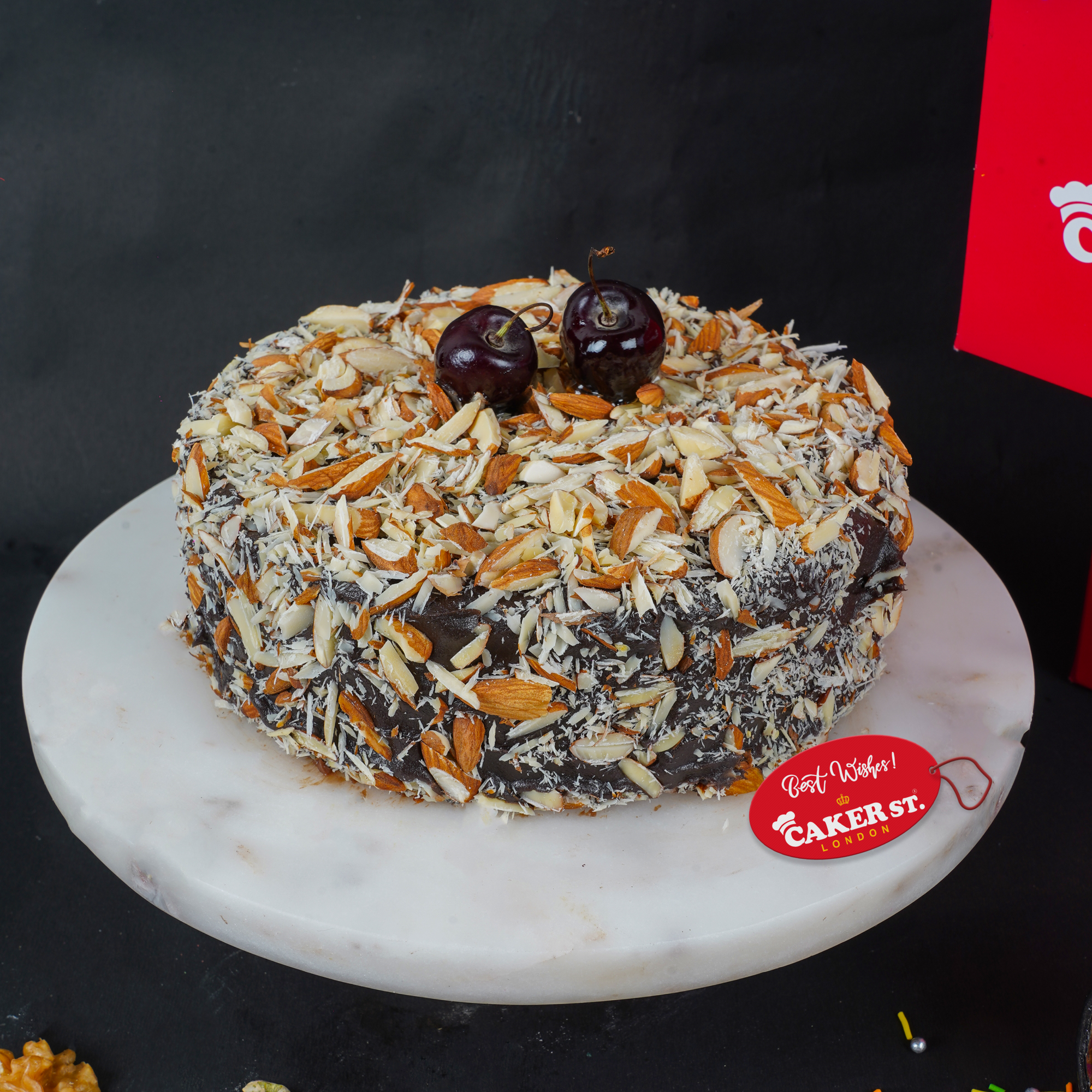 Almond & Cherry Chocolate Celebration Cake
