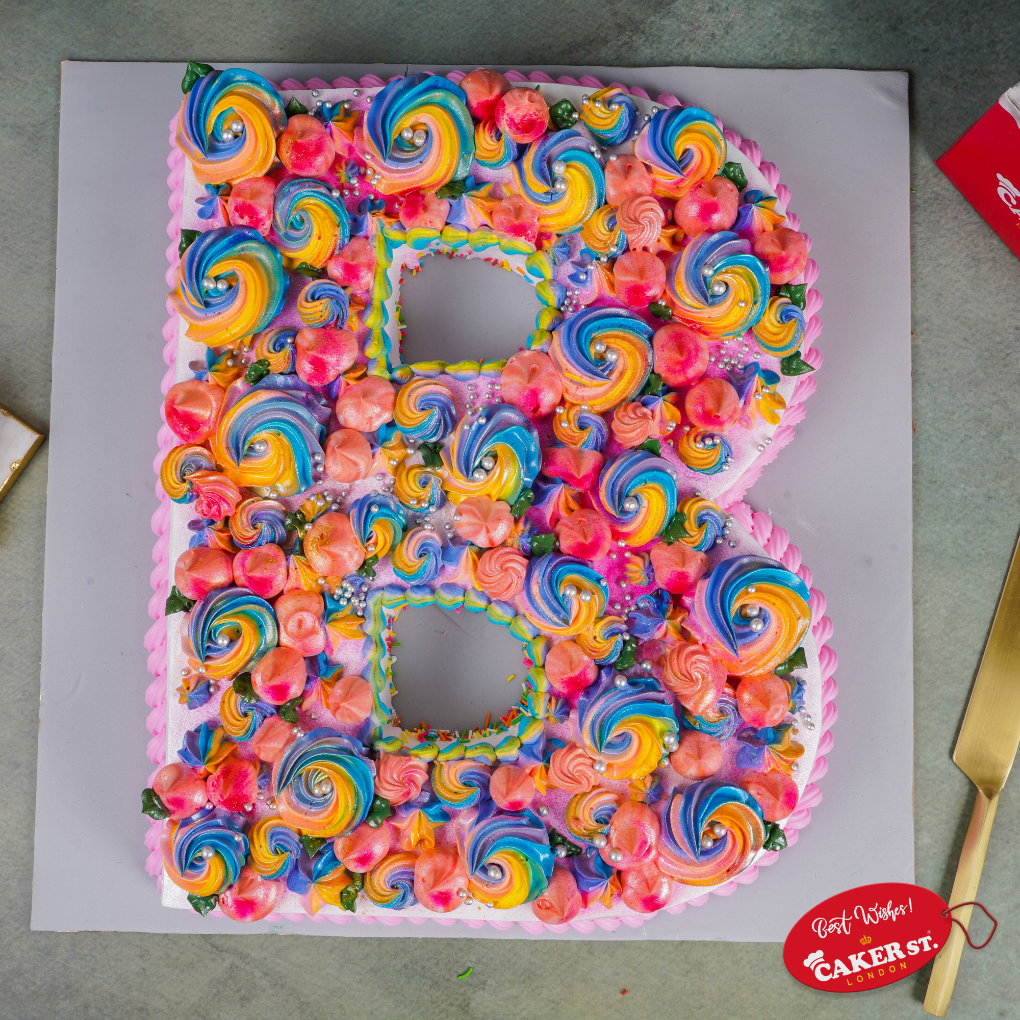 Vibrant Rainbow Number Birthday Cake
