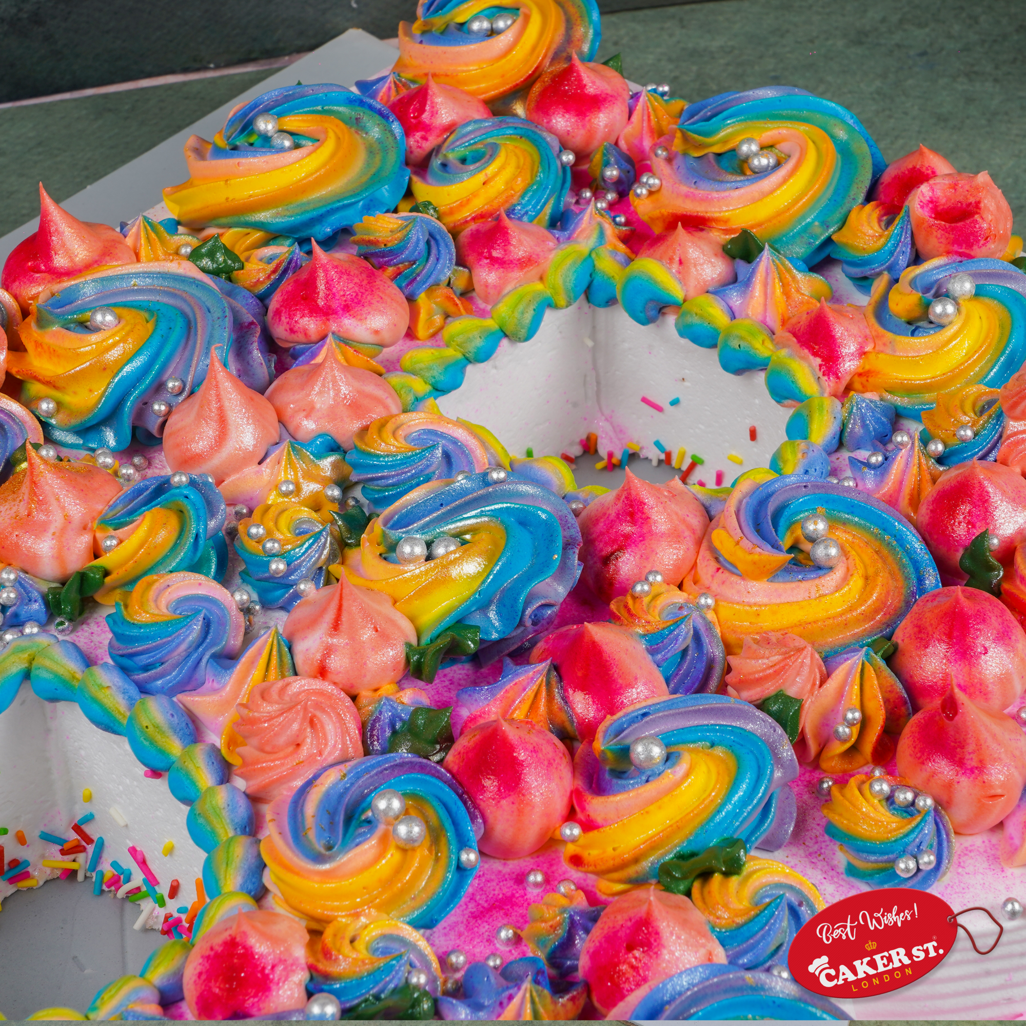 Vibrant Rainbow Number Birthday Cake