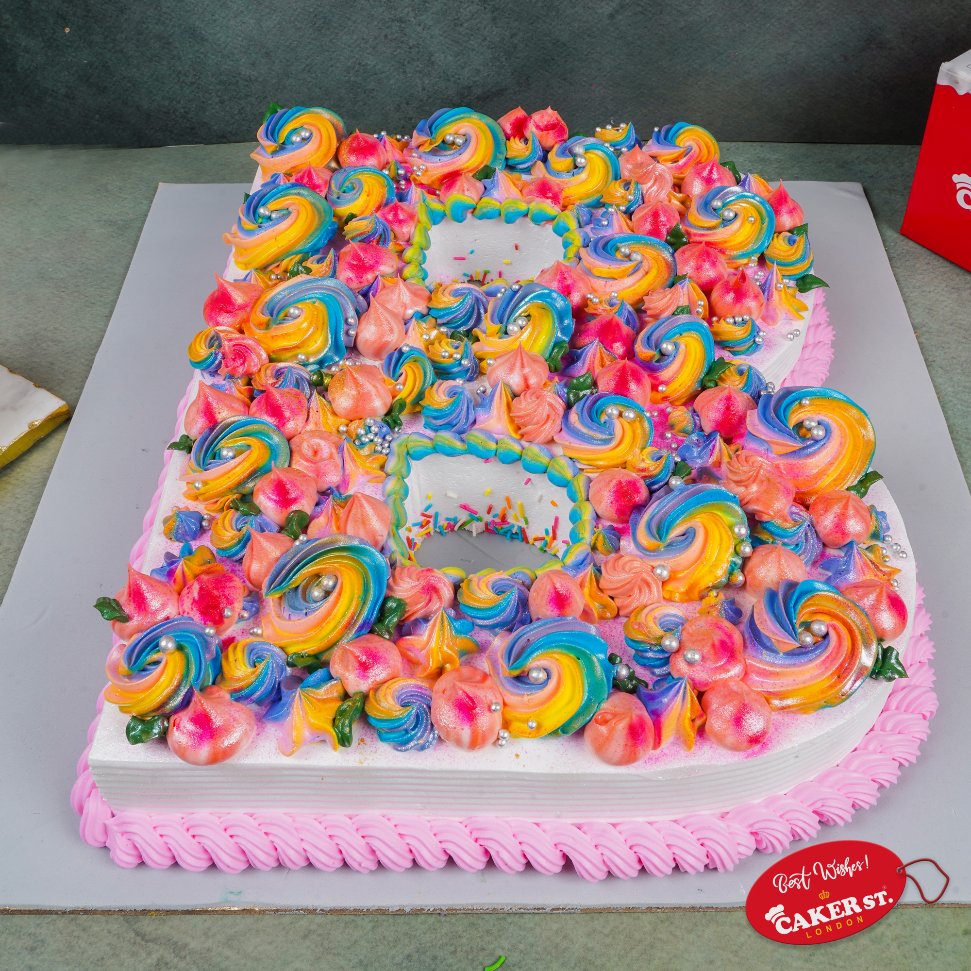 Vibrant Rainbow Number Birthday Cake