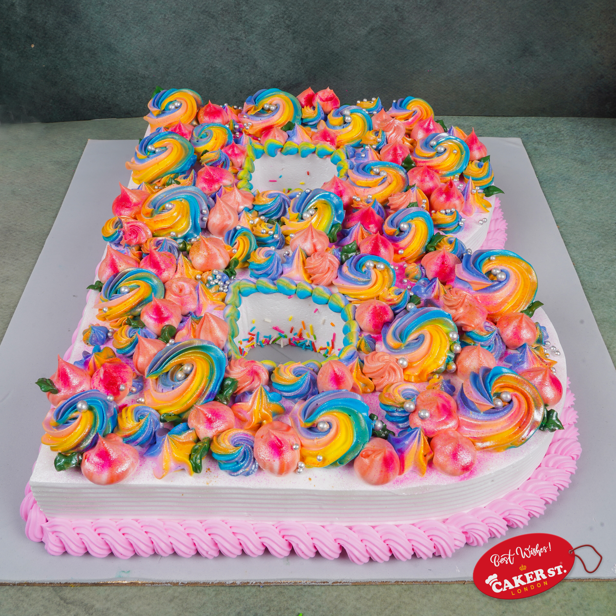 Vibrant Rainbow Number Birthday Cake