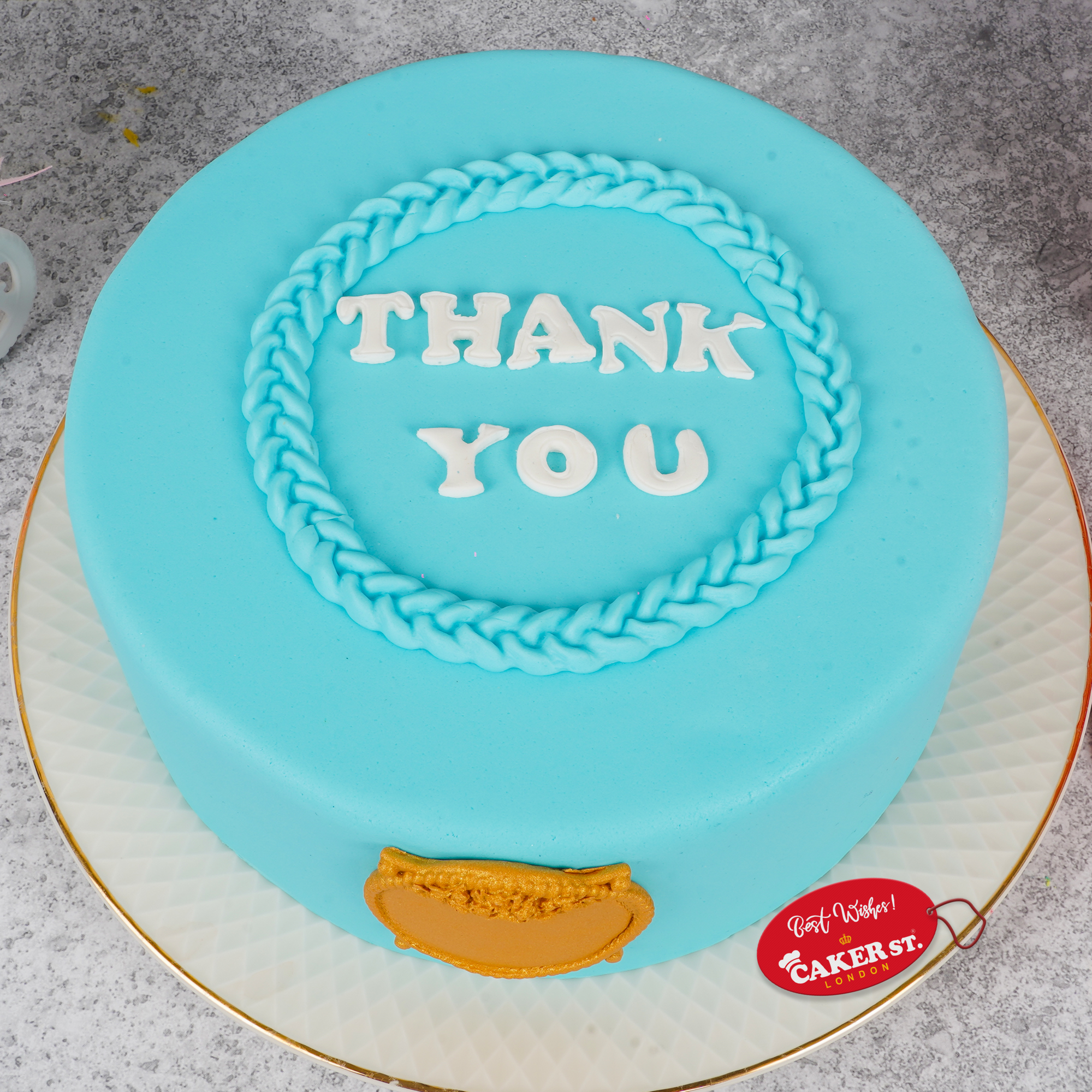 Thank You Cake with Gold Shield