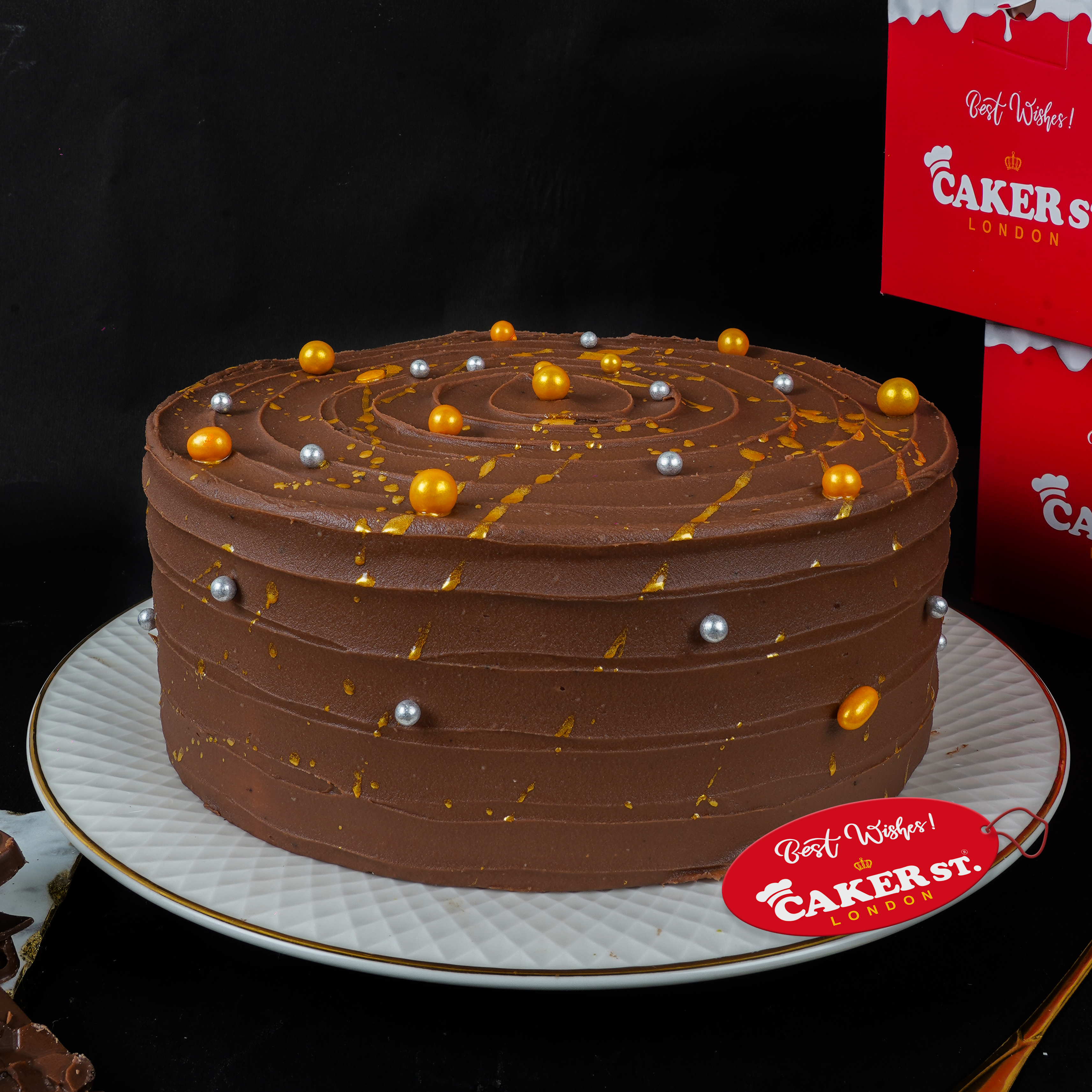 Elegant Adult Birthday Cake with Gold Splatter & Pearls