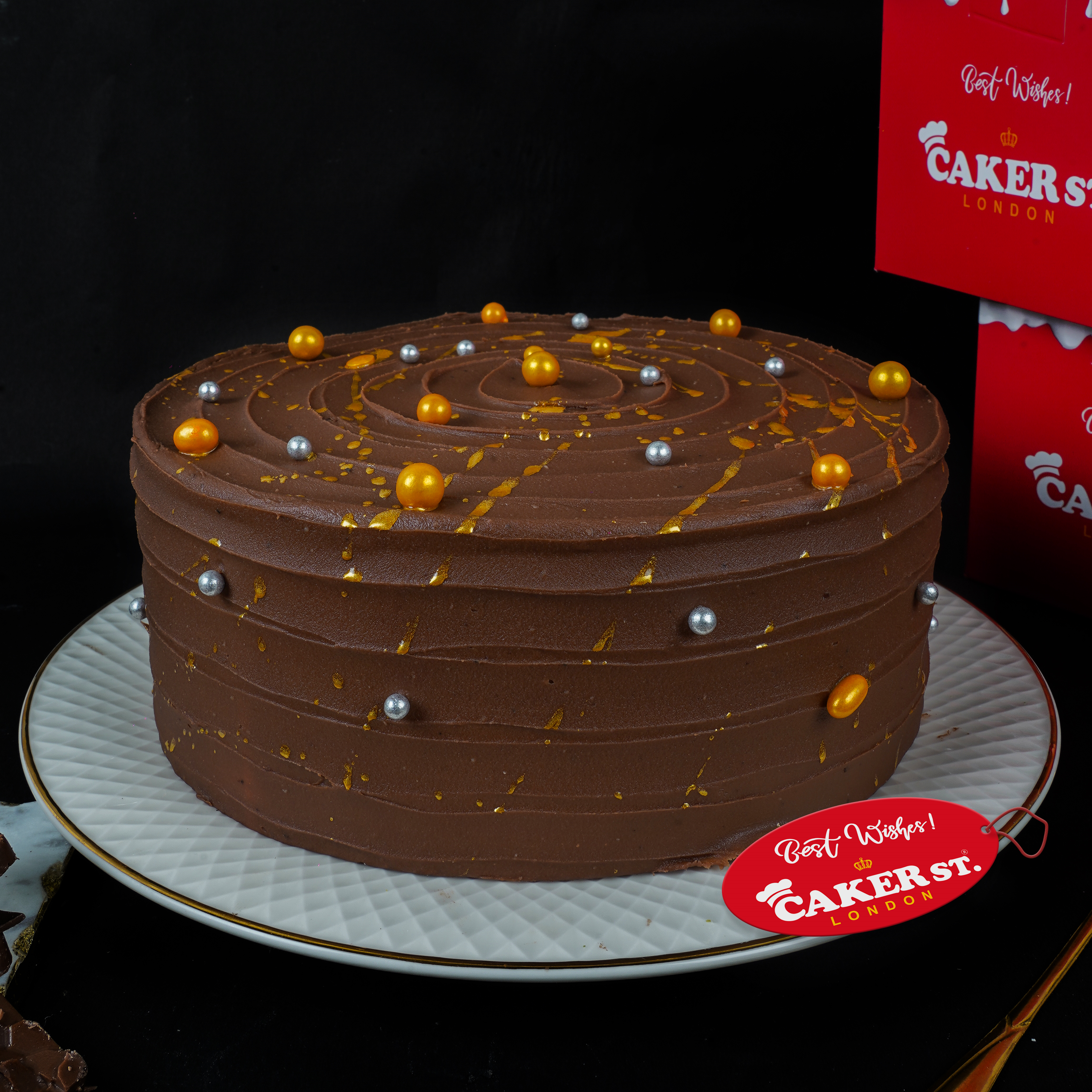 Elegant Adult Birthday Cake with Gold Splatter & Pearls