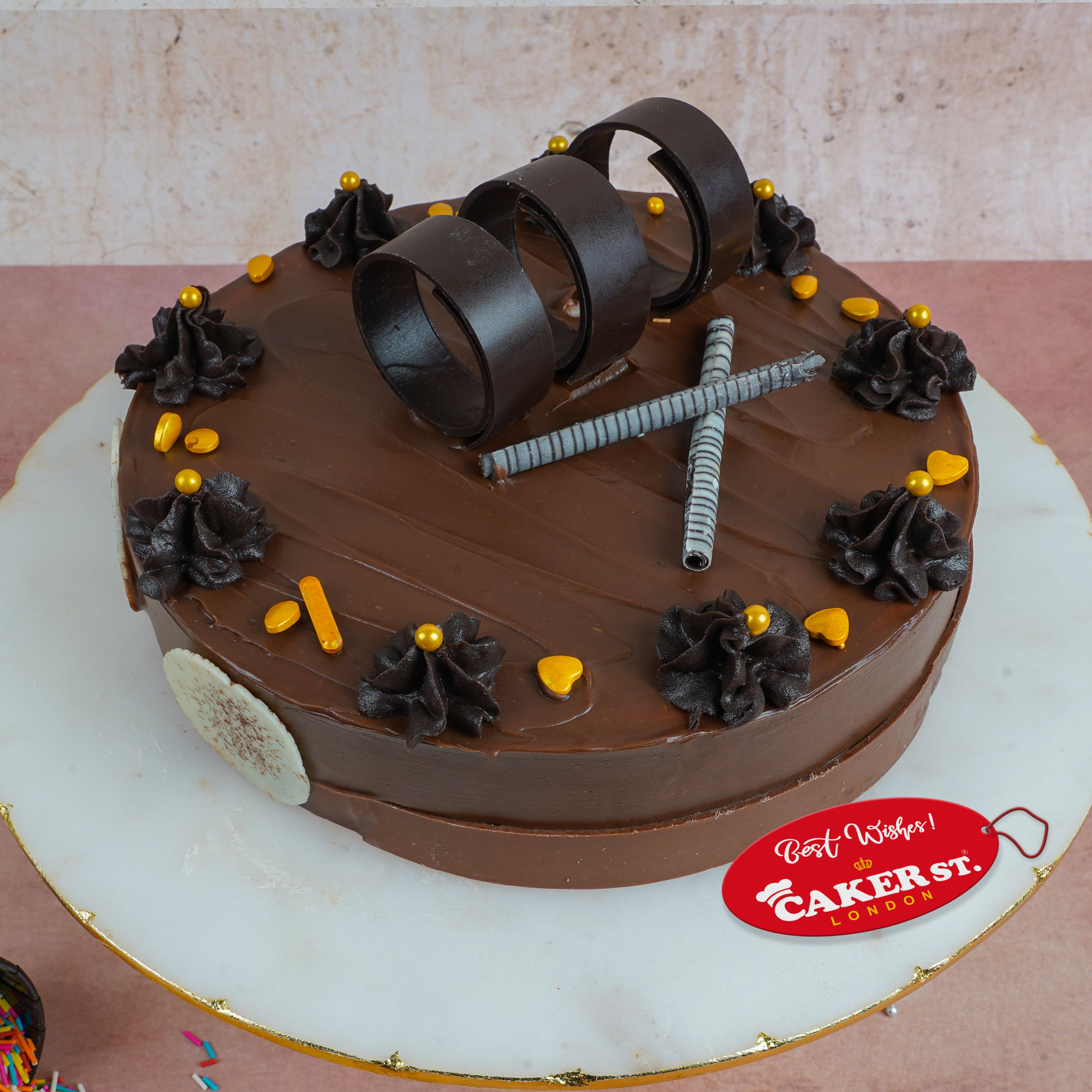 Decadent Chocolate Birthday Cake with Custom Age & Name