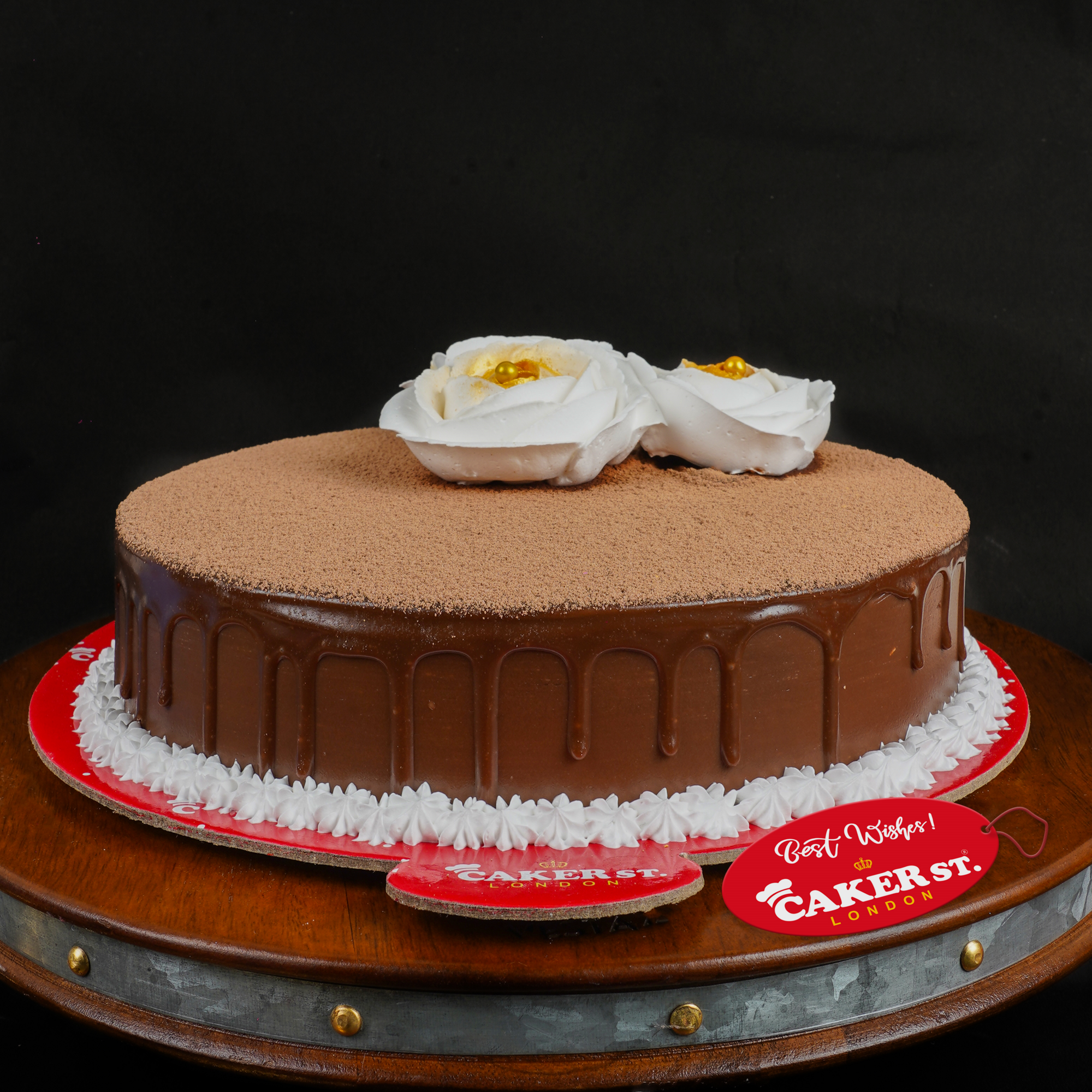 Elegant Floral Chocolate Birthday Cake