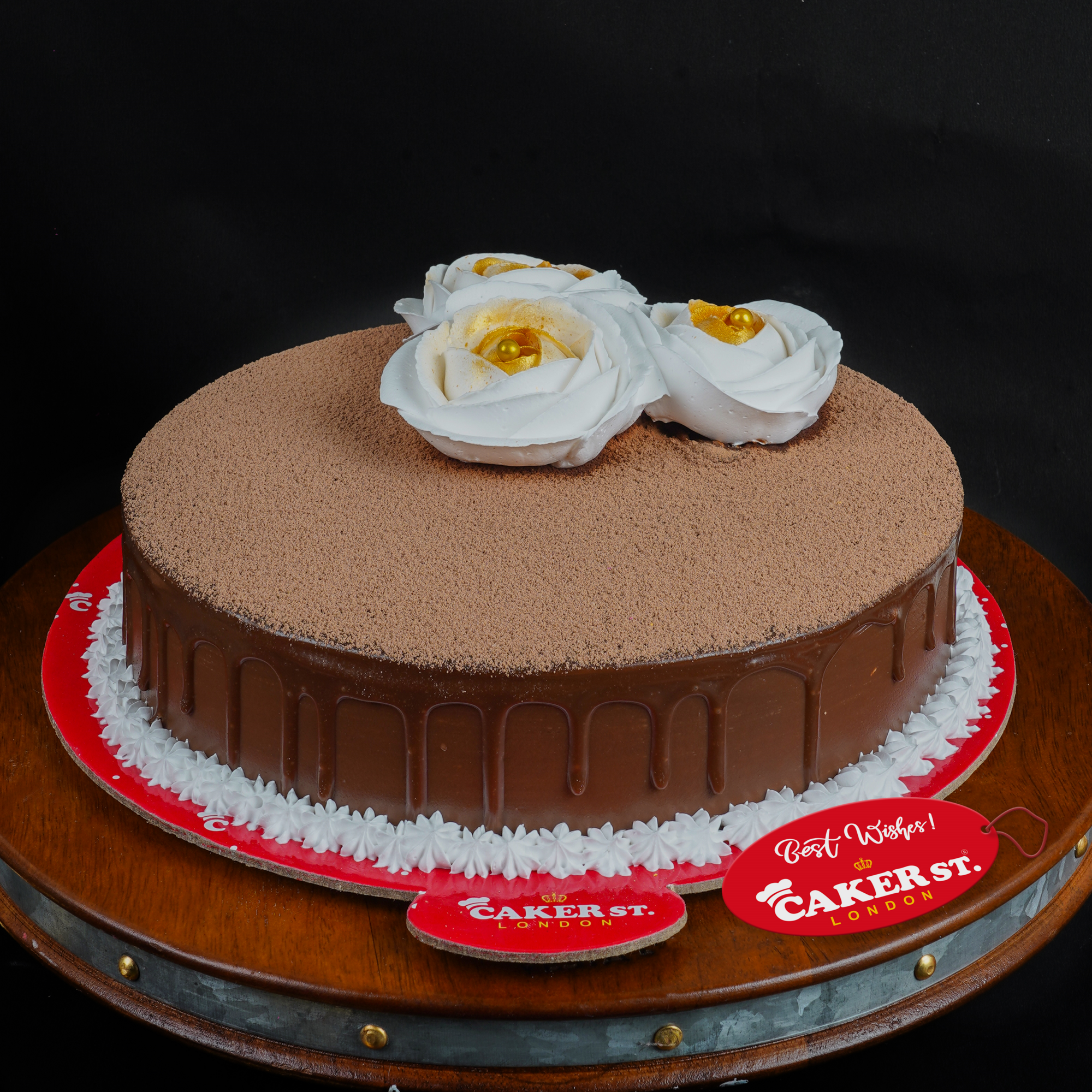 Elegant Floral Chocolate Birthday Cake
