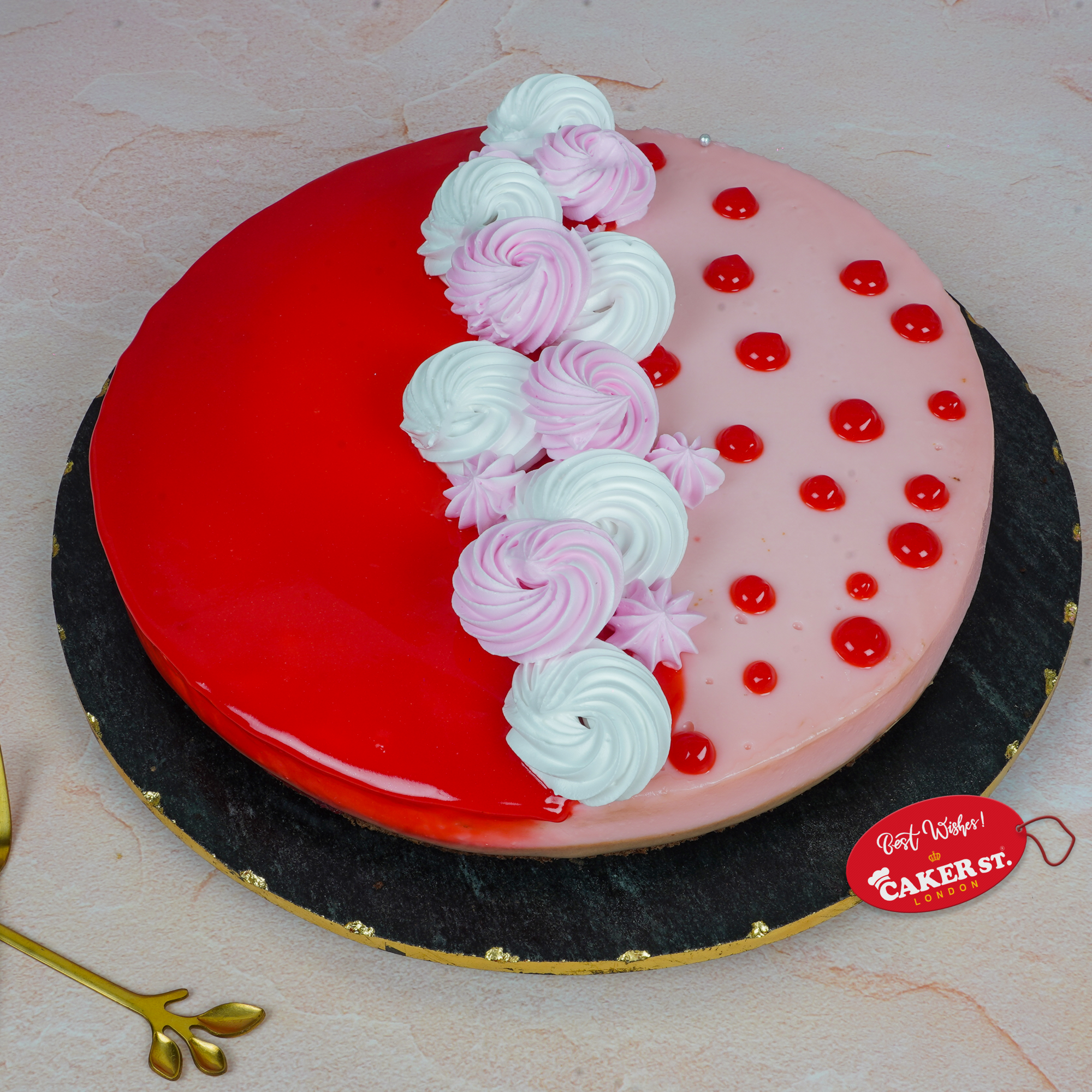 Elegant Red & Pink Birthday Cake For Her