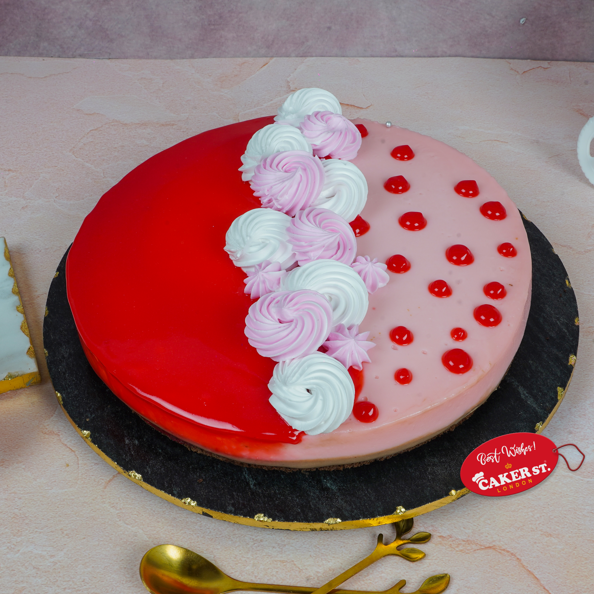 Elegant Red & Pink Birthday Cake For Her