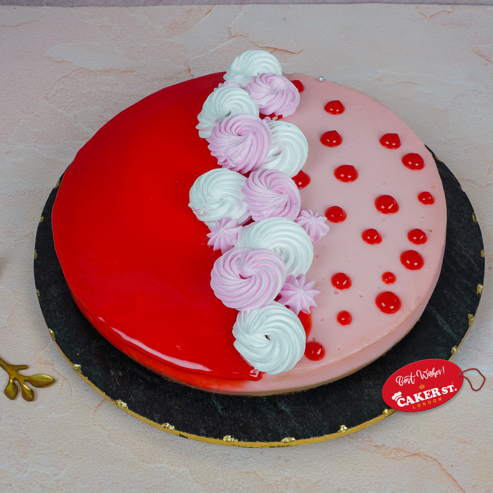 Elegant Red & Pink Birthday Cake For Her