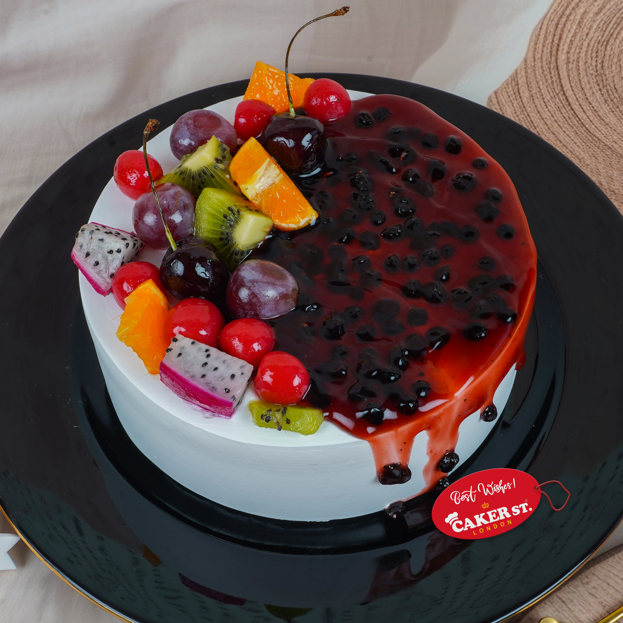 Fresh Fruit & Berry Drip Birthday Cake