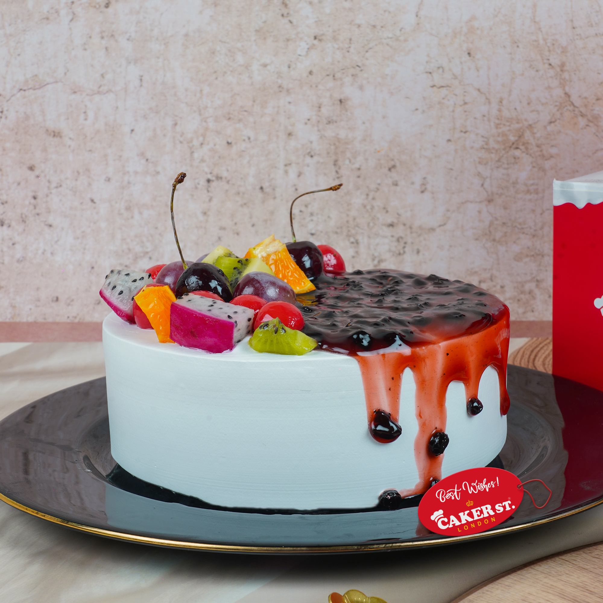 Fresh Fruit & Berry Drip Birthday Cake
