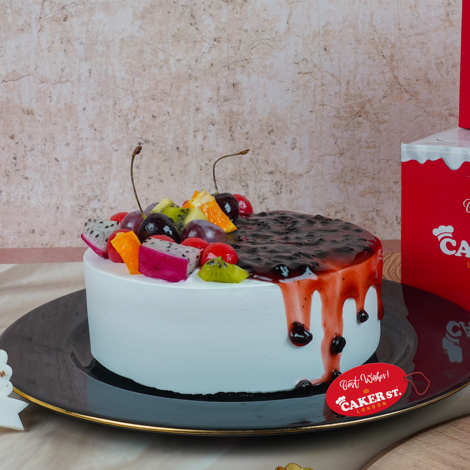 Fresh Fruit & Berry Drip Birthday Cake