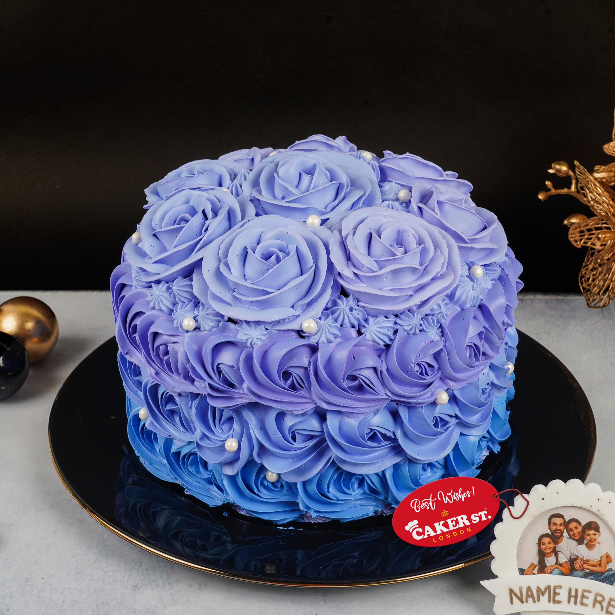 Floral Rose Ombre Birthday Cake for Her