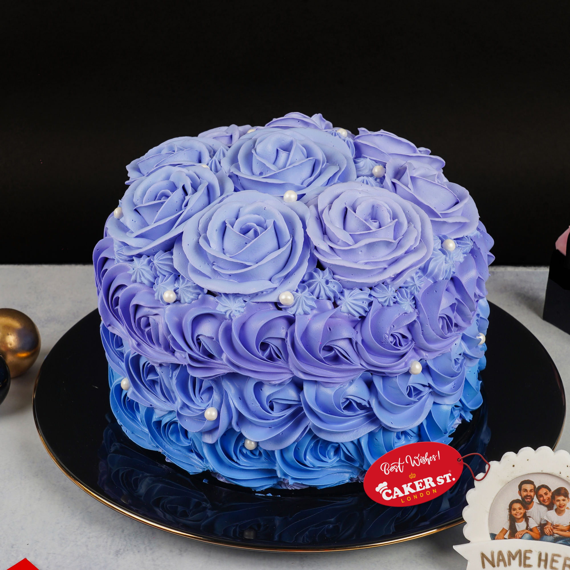 Floral Rose Ombre Birthday Cake for Her