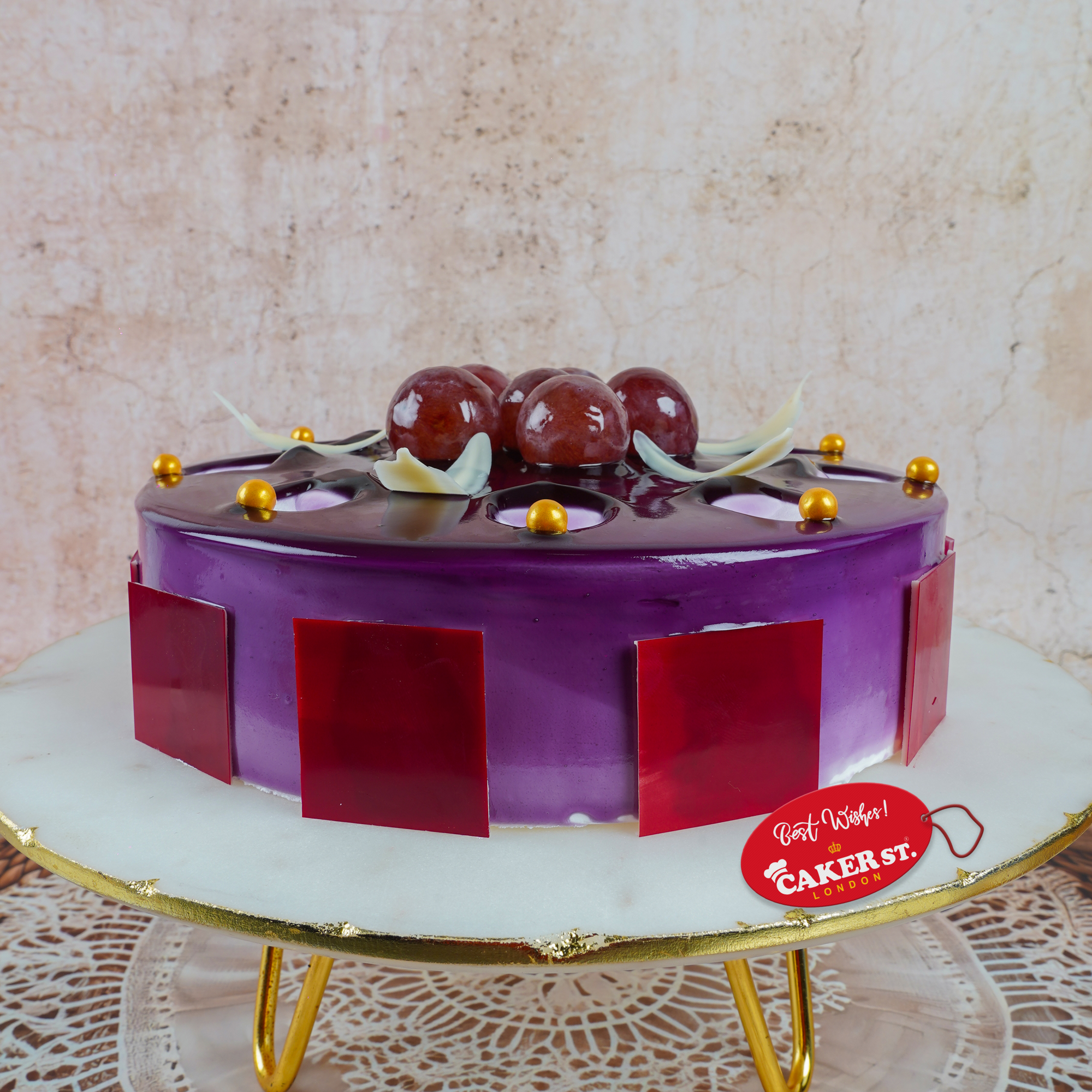 Purple Grape Fresh Fruit Birthday Cake
