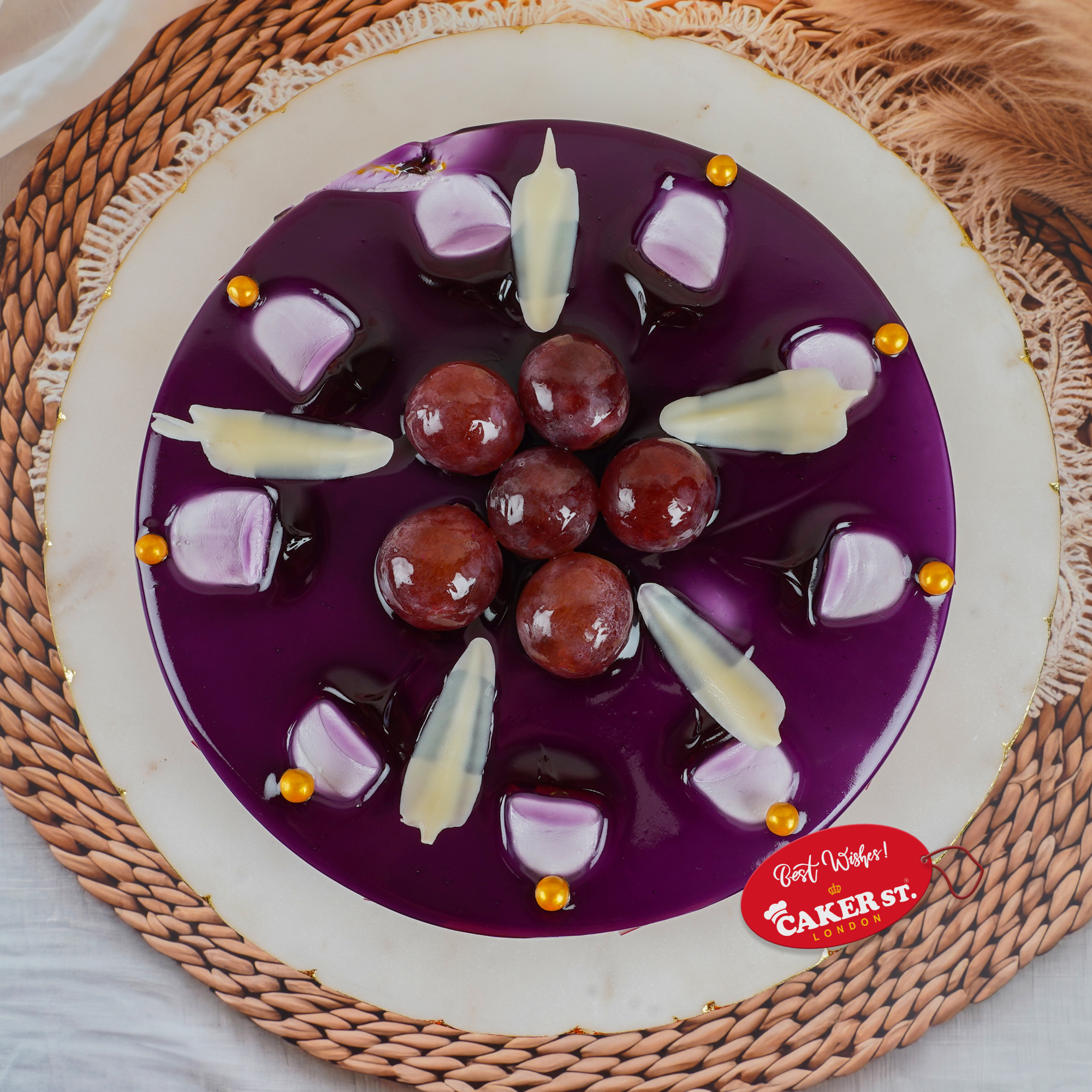 Purple Grape Fresh Fruit Birthday Cake