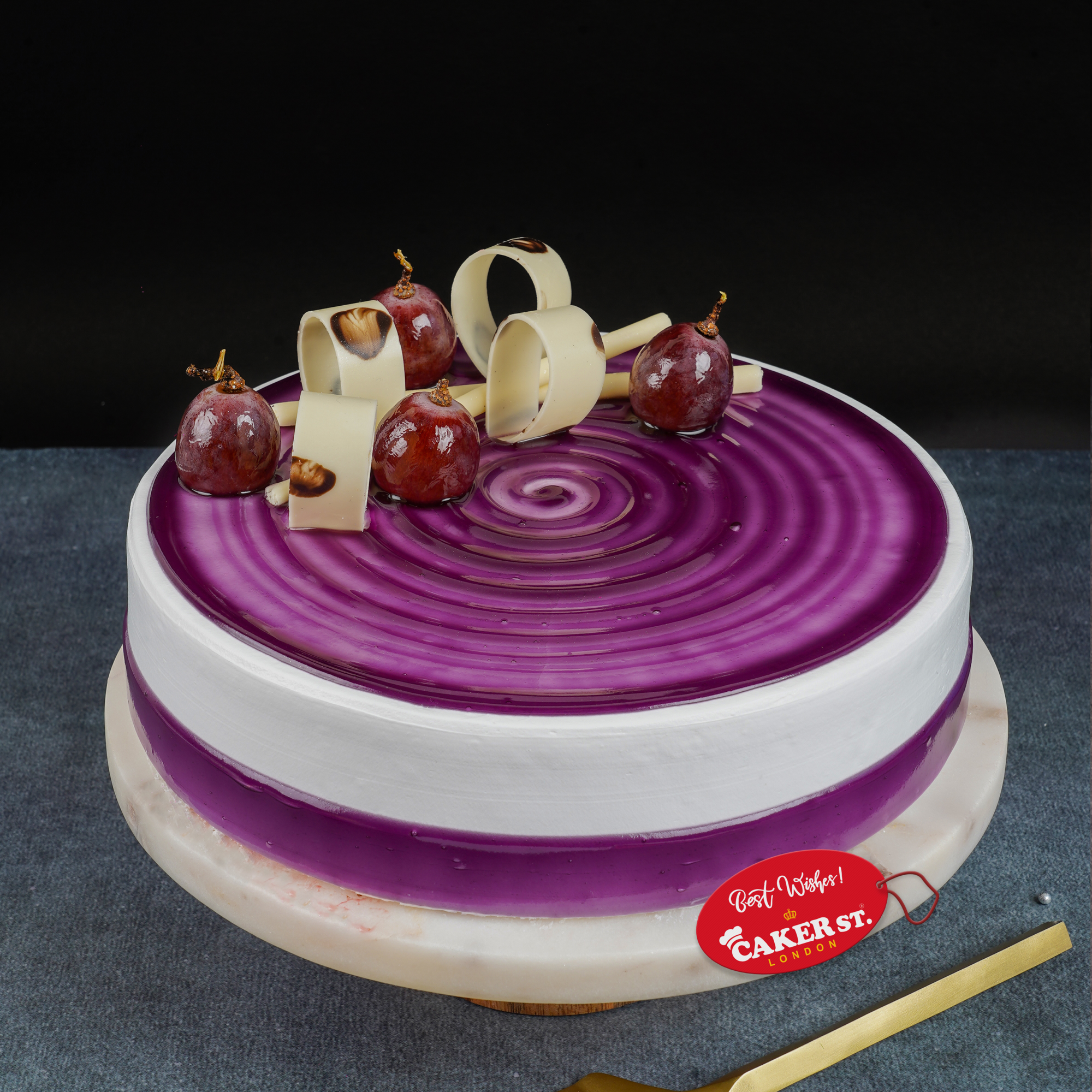 Elegant Grape Swirl Birthday Cake