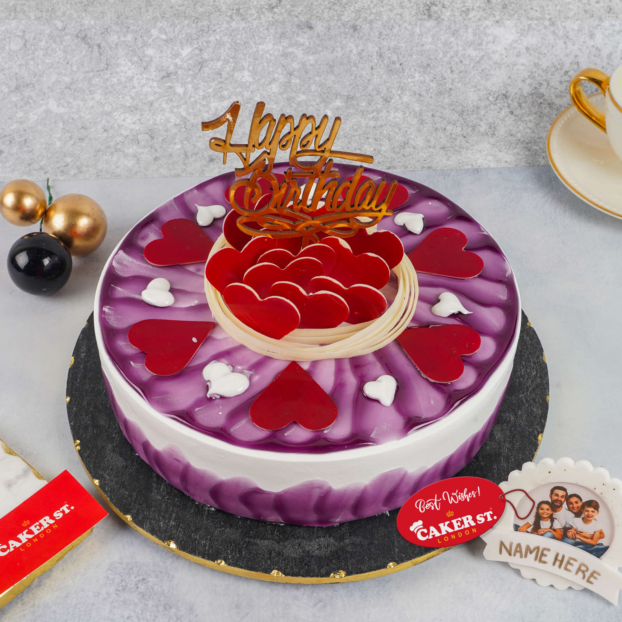 Purple Heart Birthday Cake For Her