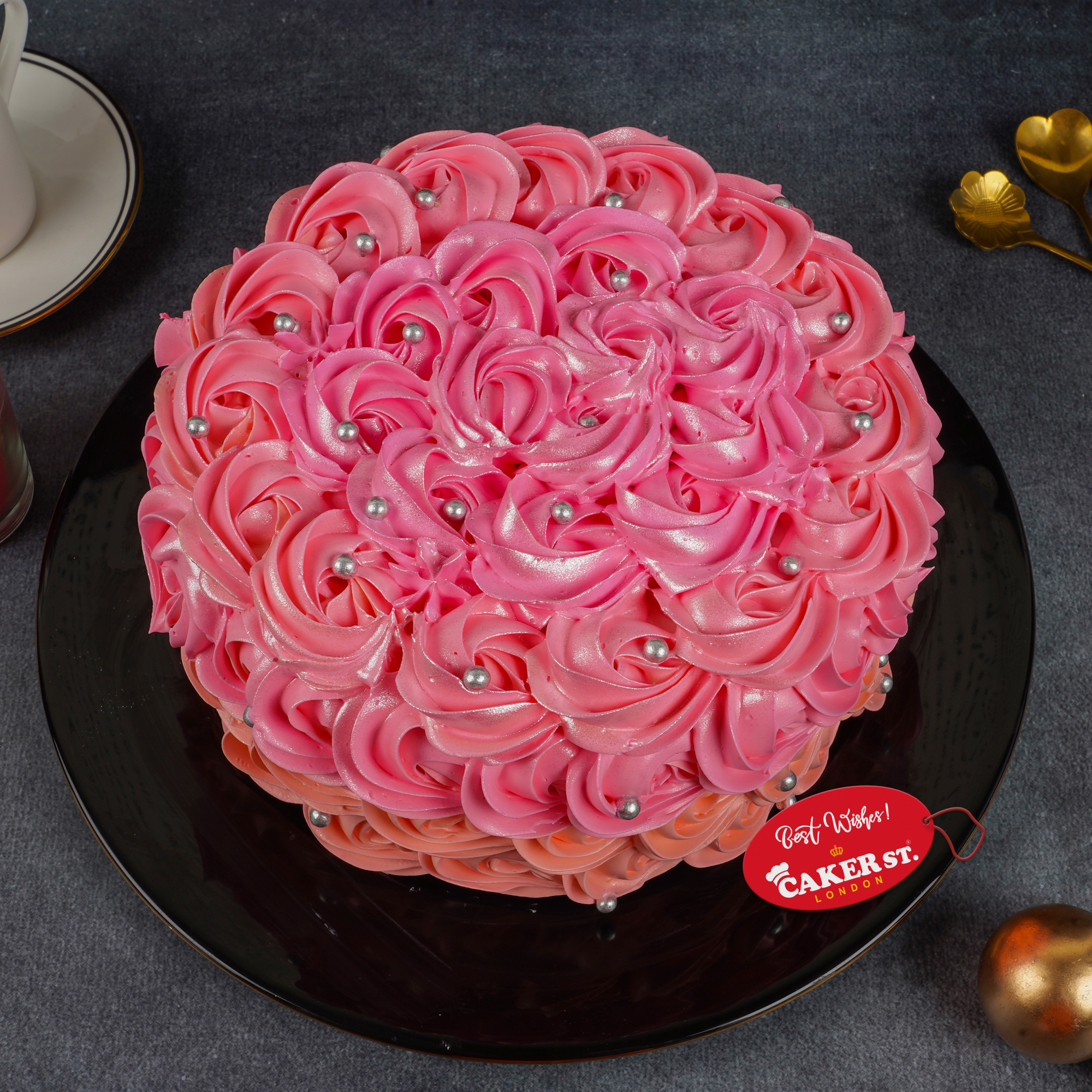 Pink Ombre Rosette Floral Birthday Cake for Her