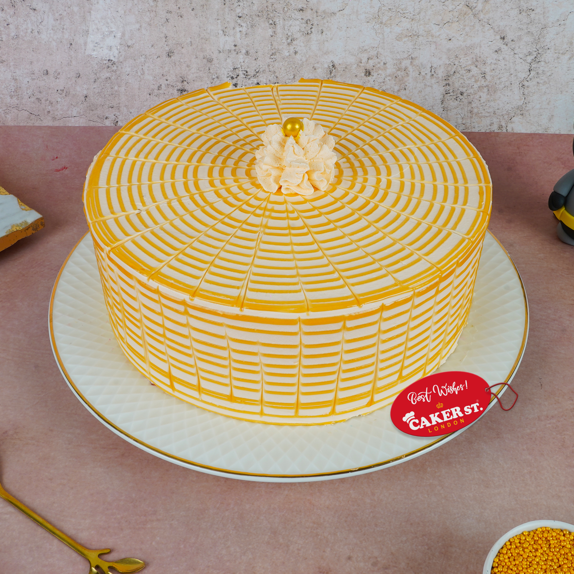 Elegant Gold & White Celebration Cake