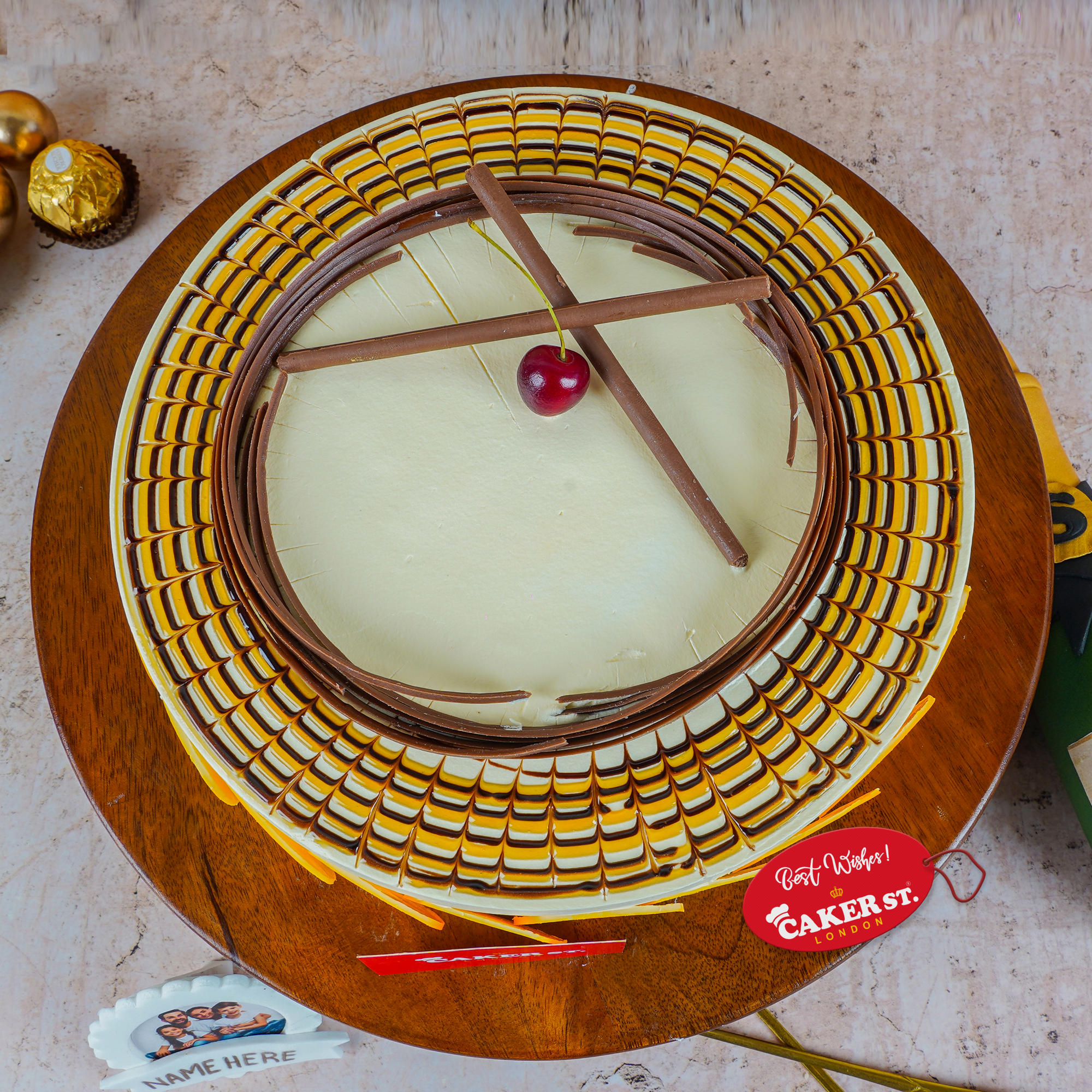 Elegant Adult Birthday Cake with Chocolate & Cherry