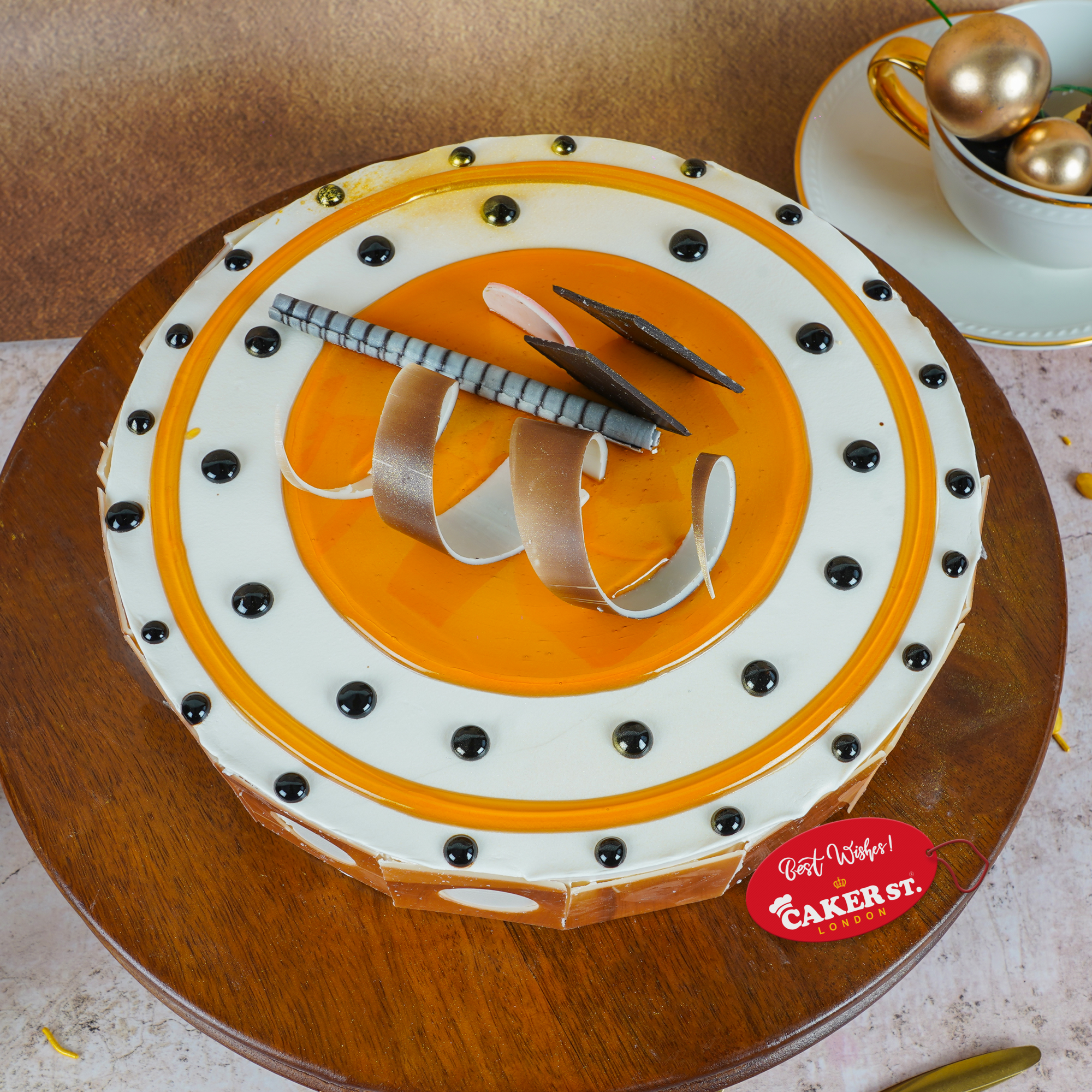 Elegant Orange & Chocolate Drip Birthday Cake