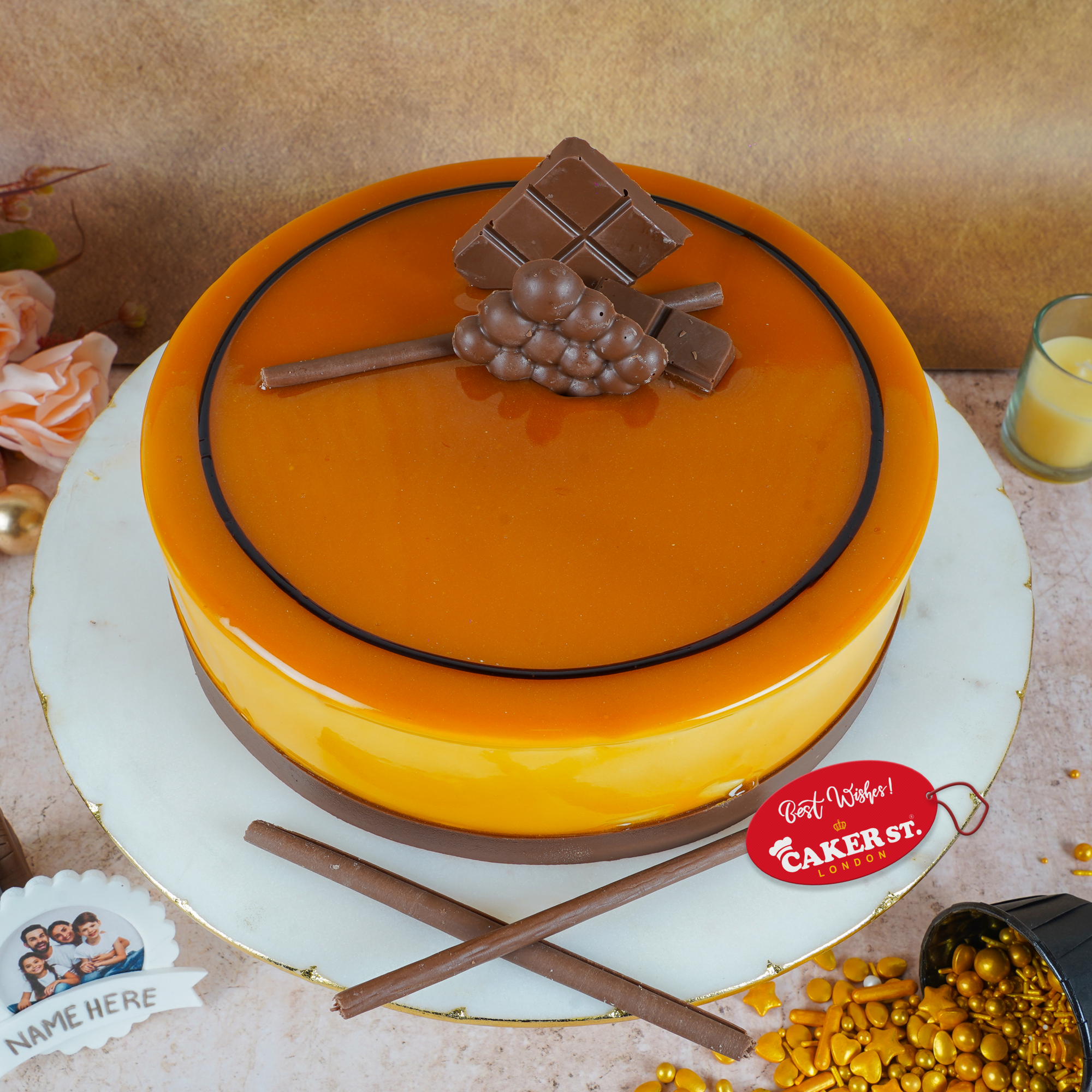Elegant Caramel Glaze Birthday Cake