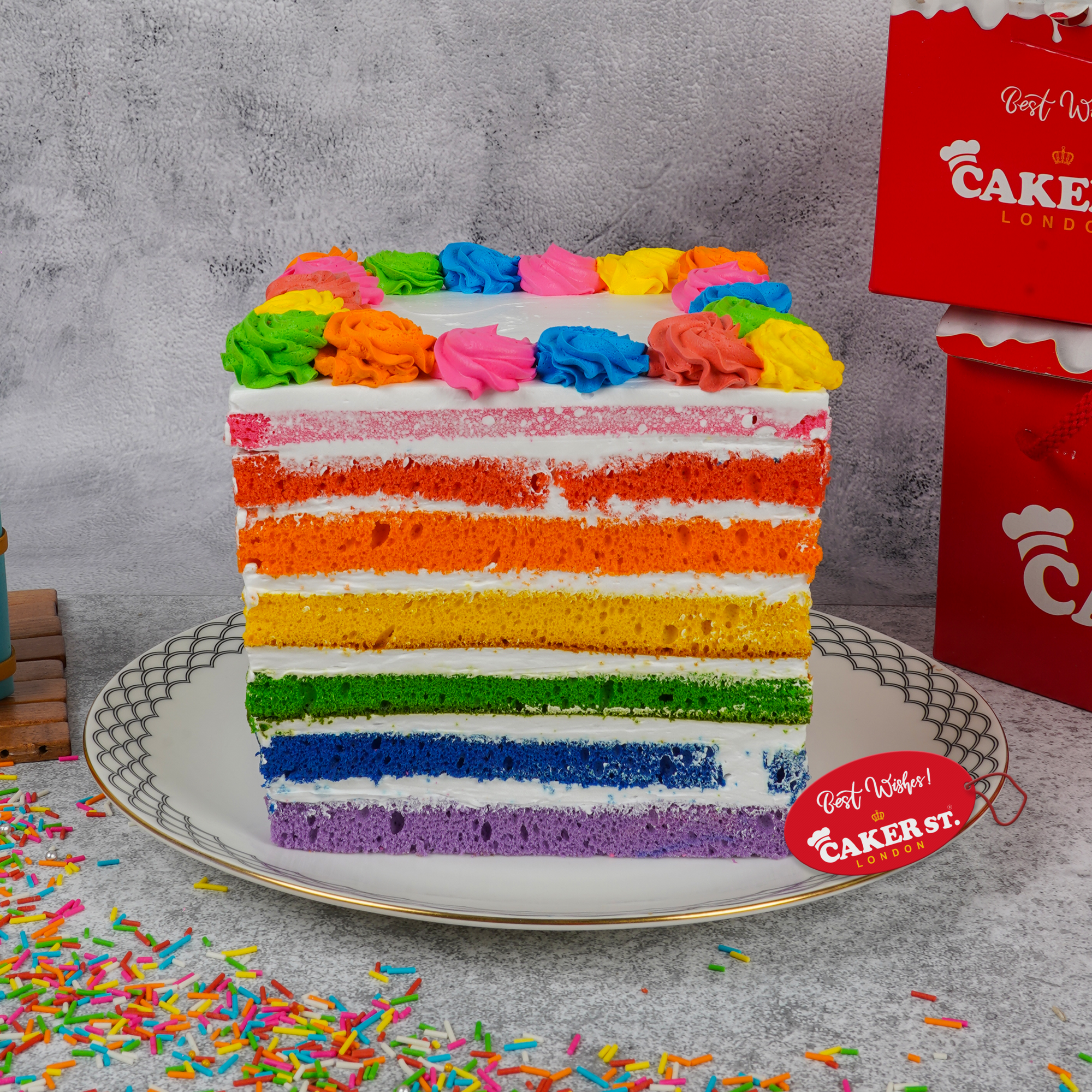 Vibrant Rainbow Birthday Cake