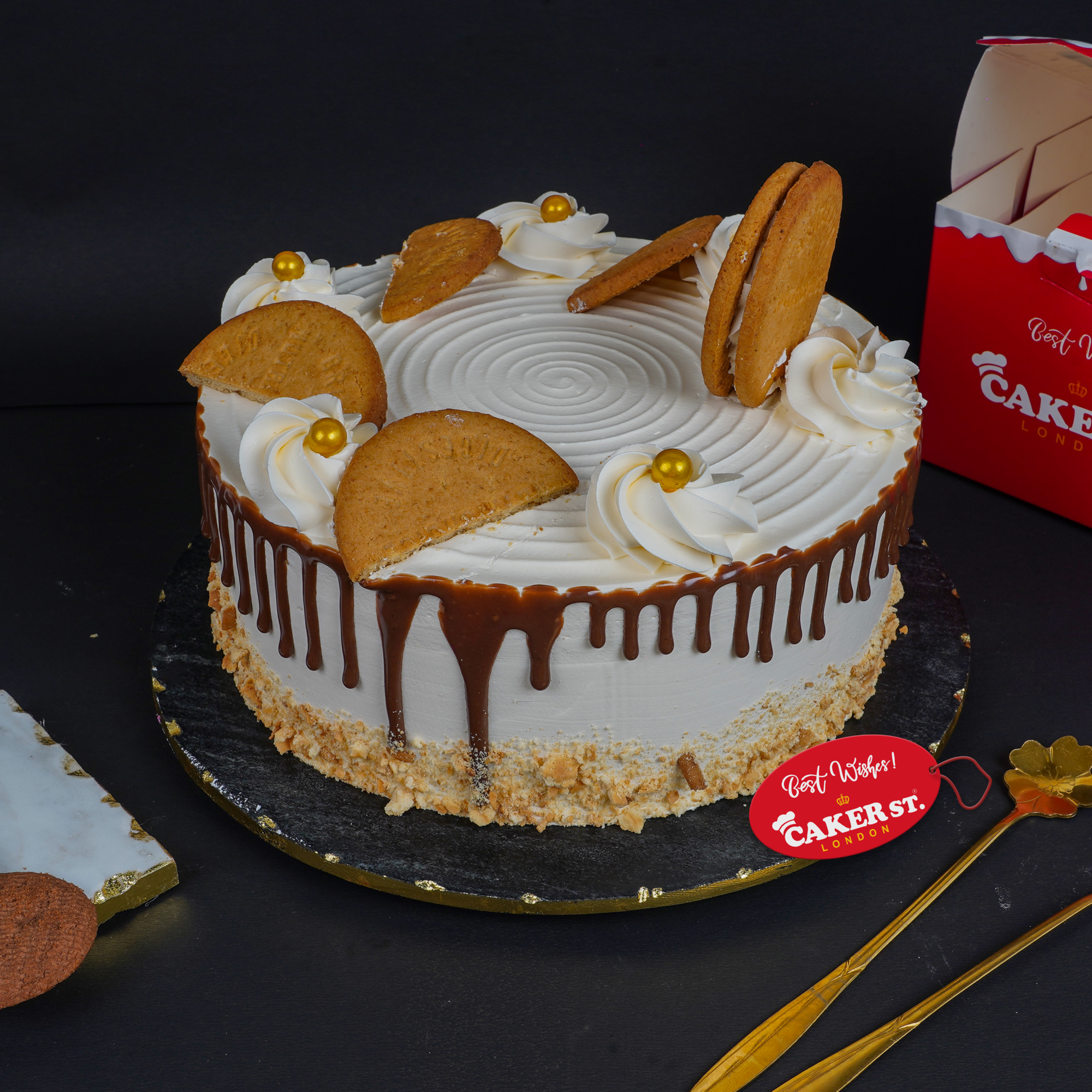 Golden Cookie Drip Celebration Cake