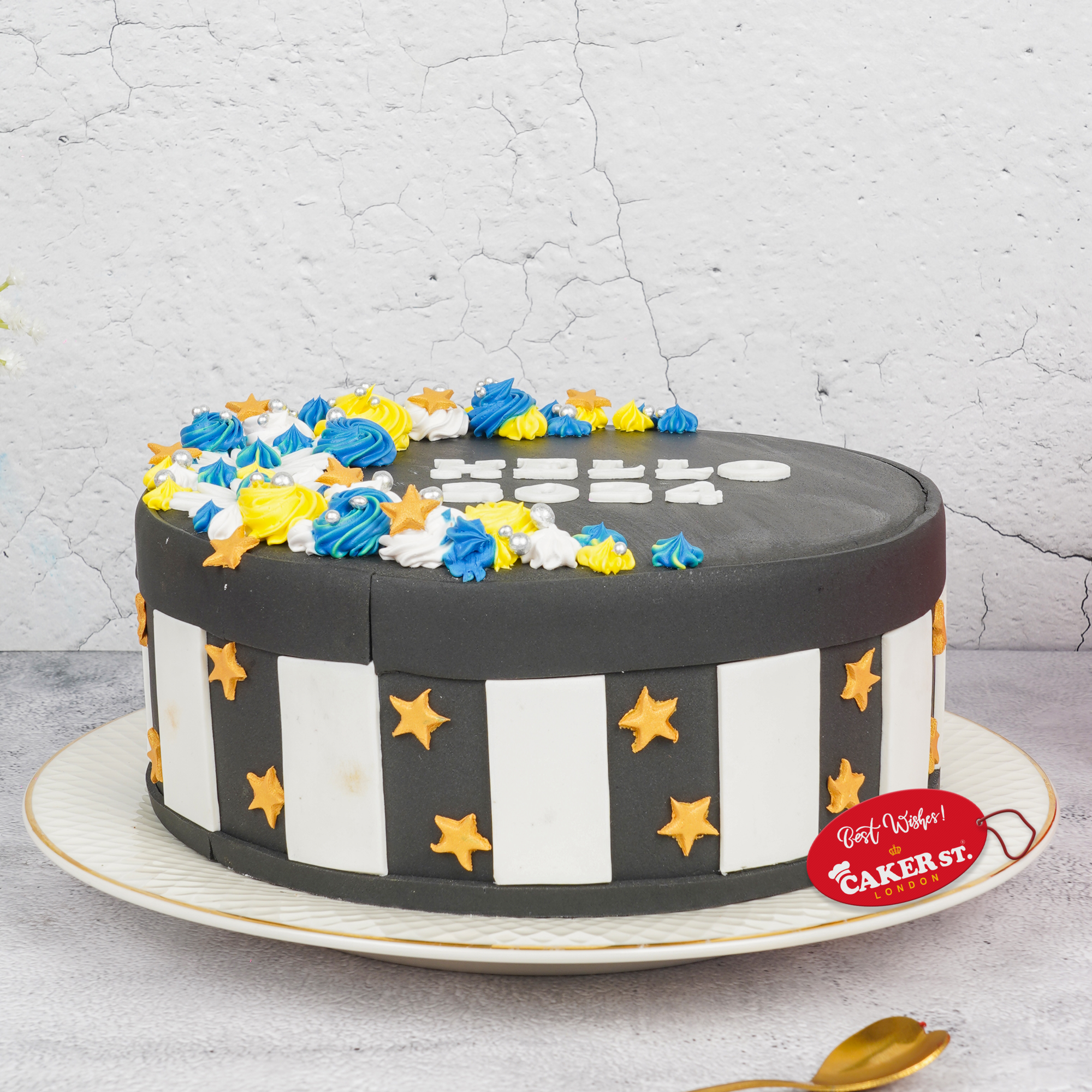 Festive Black & White New Year Cake