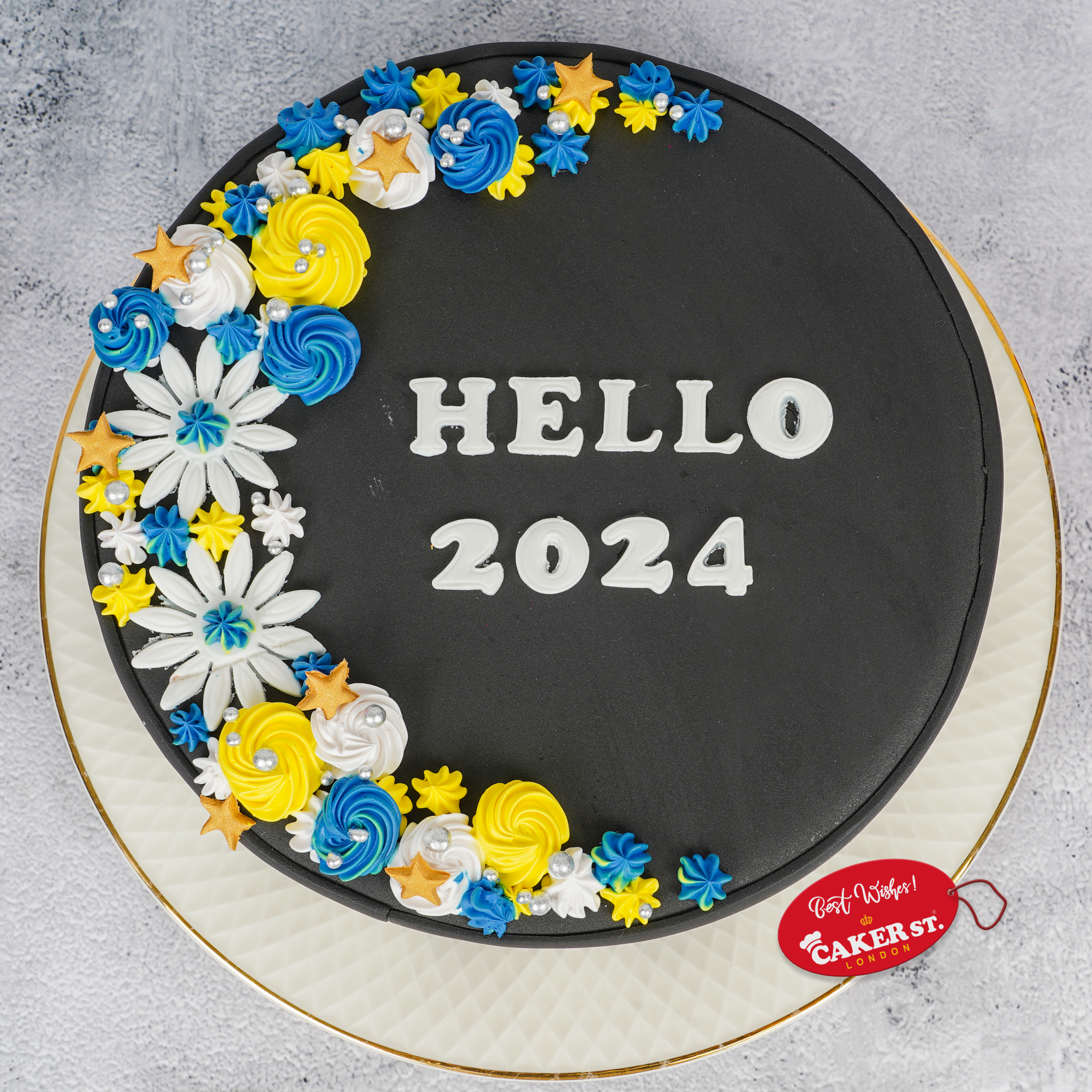 Festive Black & White New Year Cake