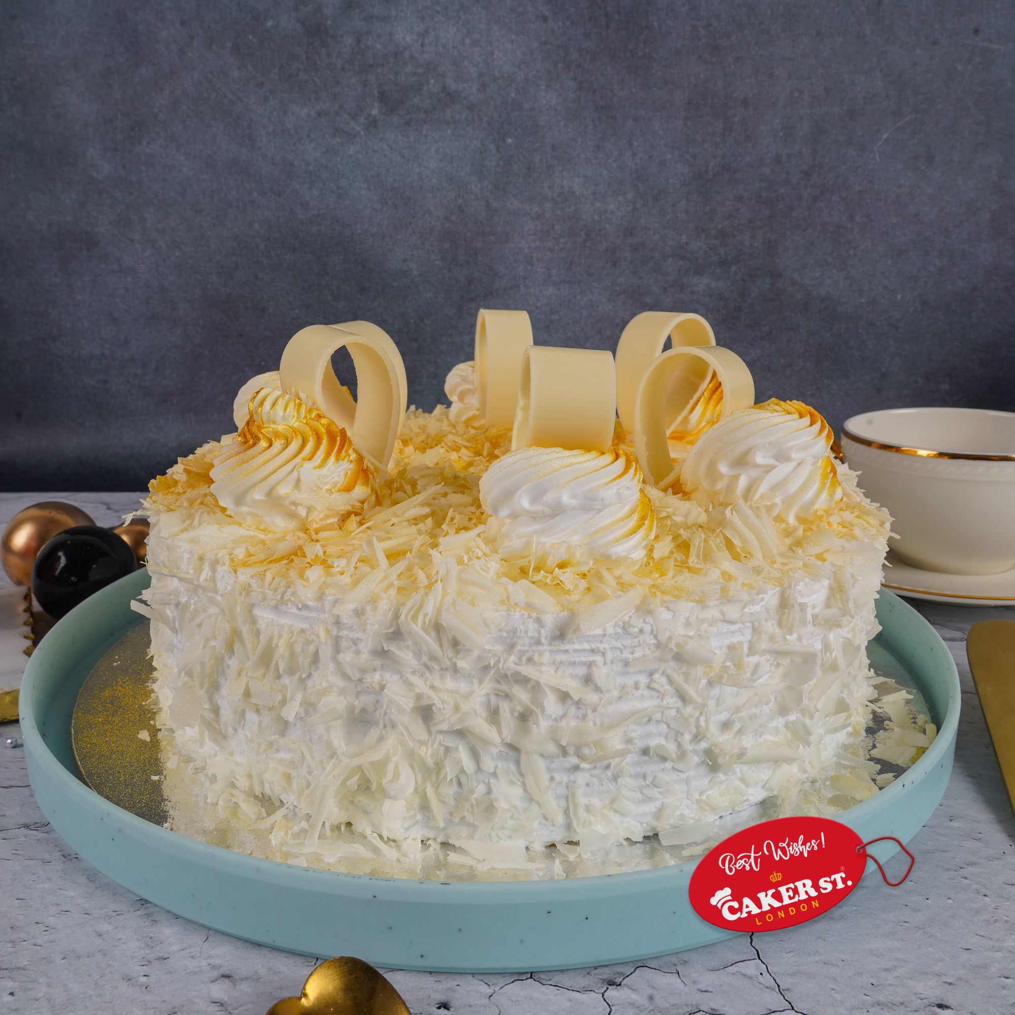 Elegant Birthday Cake with Gold Accents