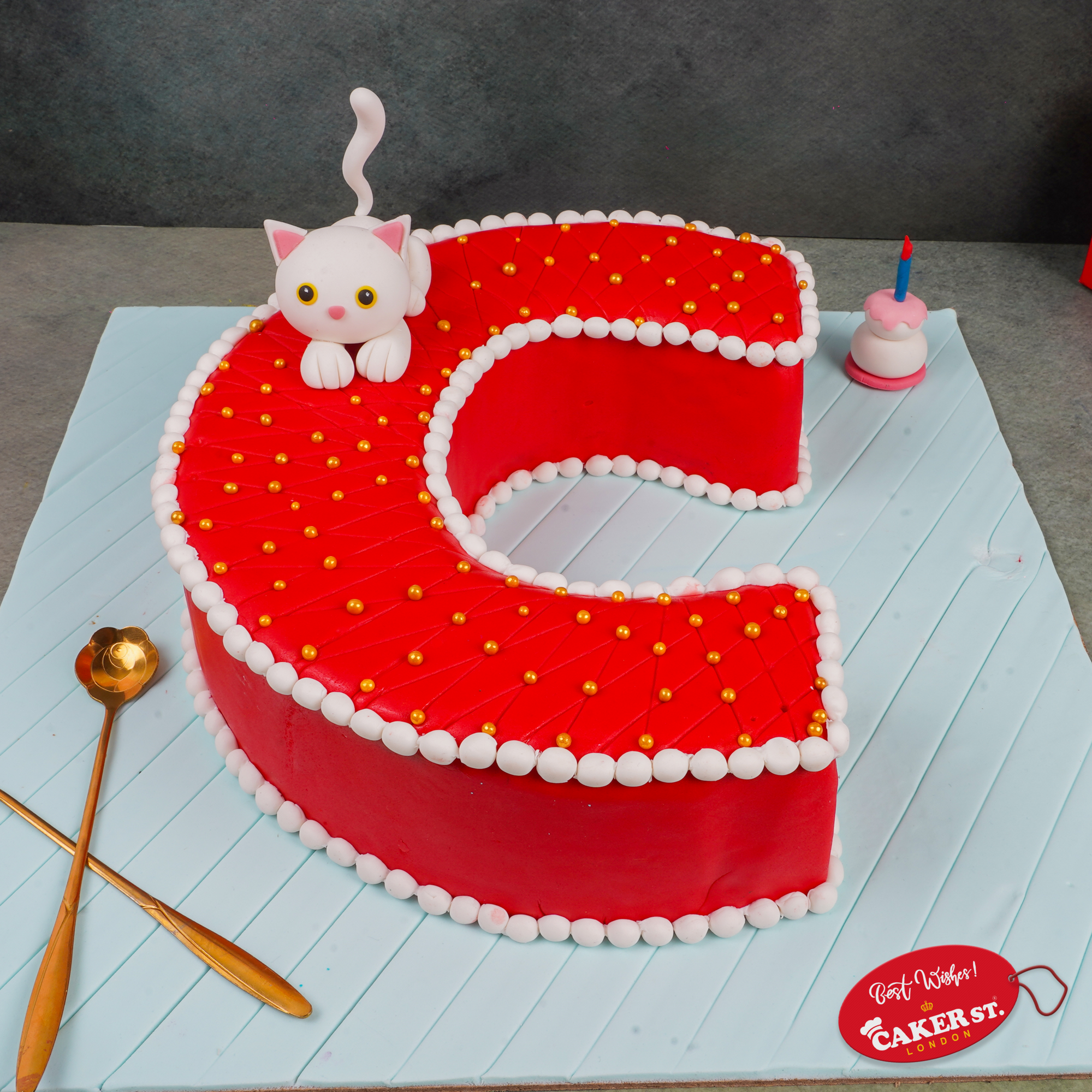 Playful Cat Letter Birthday Cake