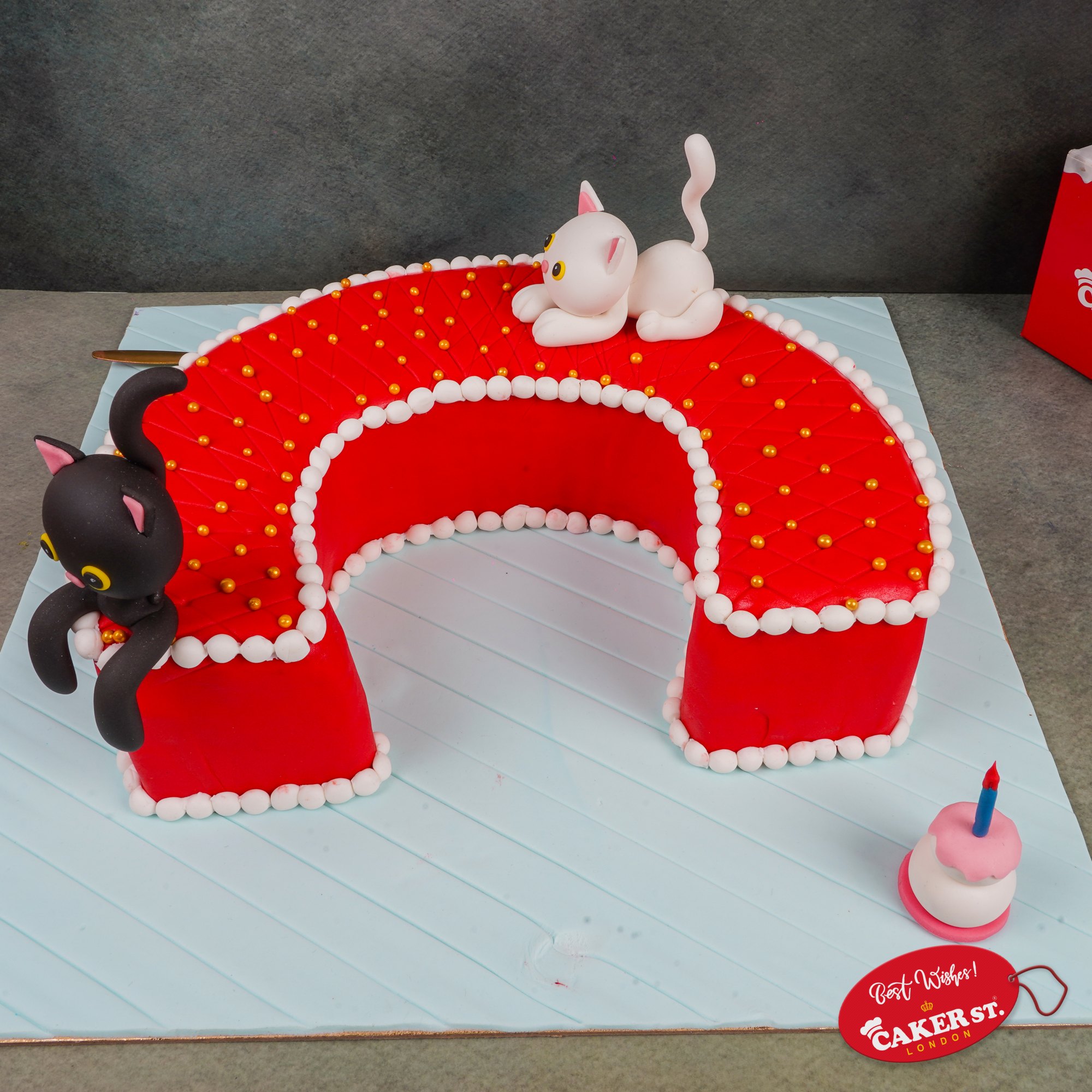 Playful Cat Letter Birthday Cake