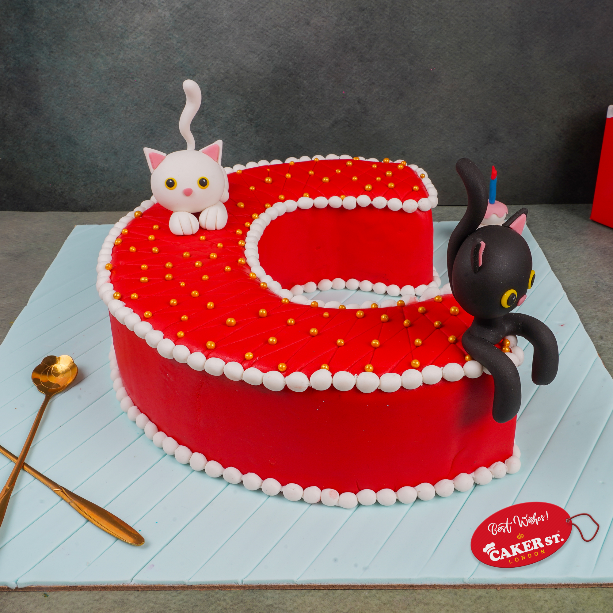 Playful Cat Letter Birthday Cake