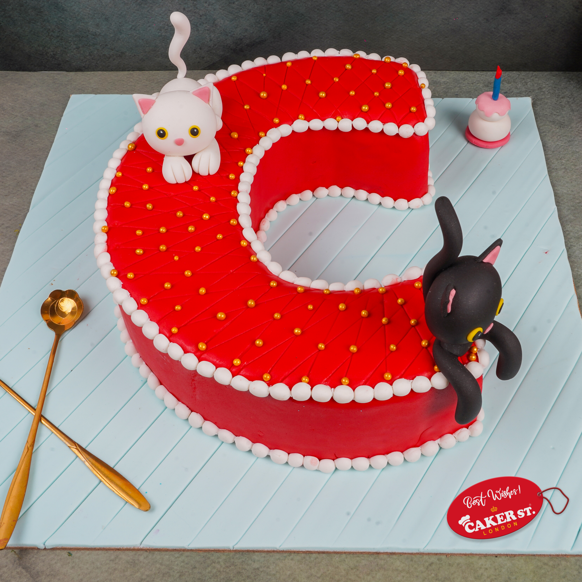 Playful Cat Letter Birthday Cake