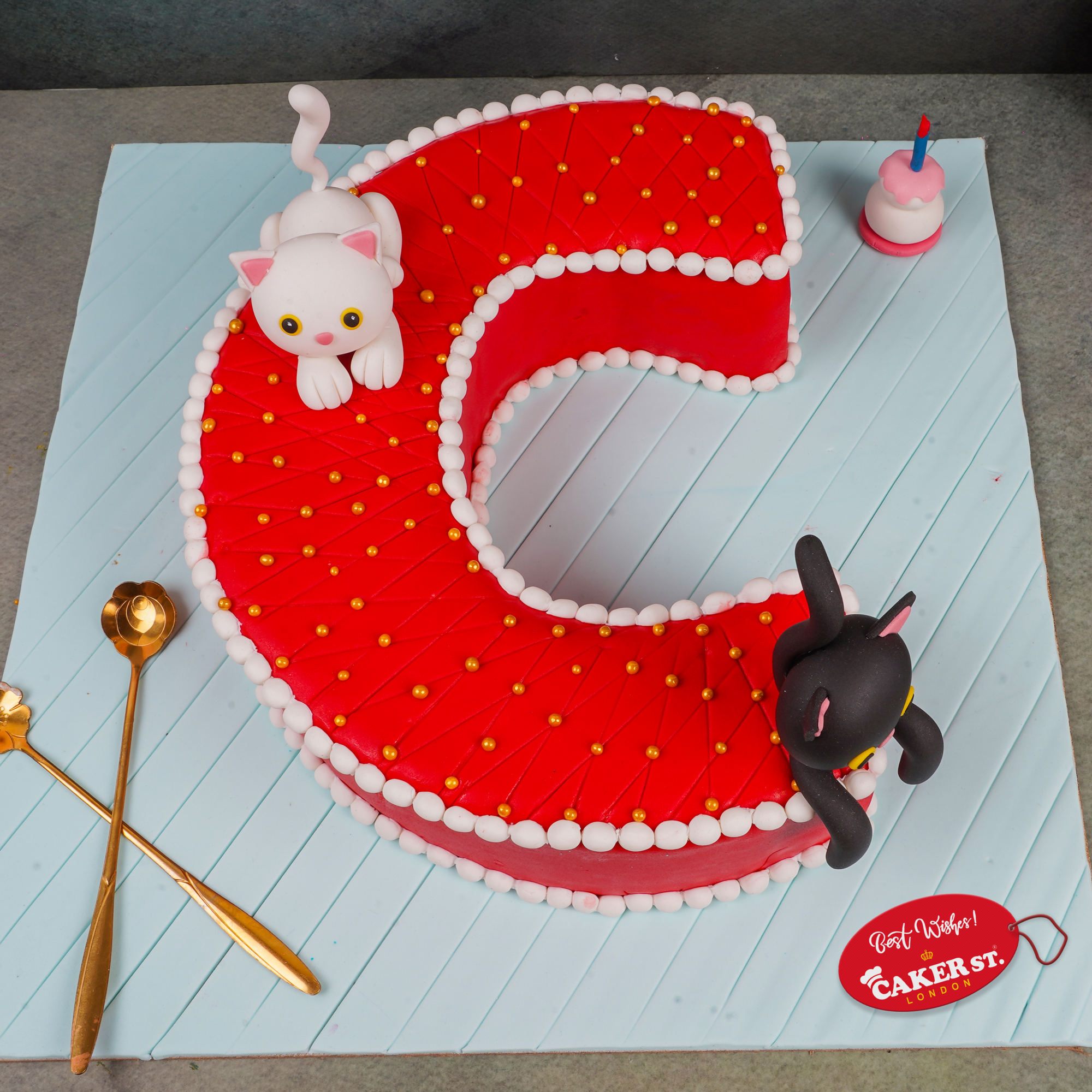 Playful Cat Letter Birthday Cake