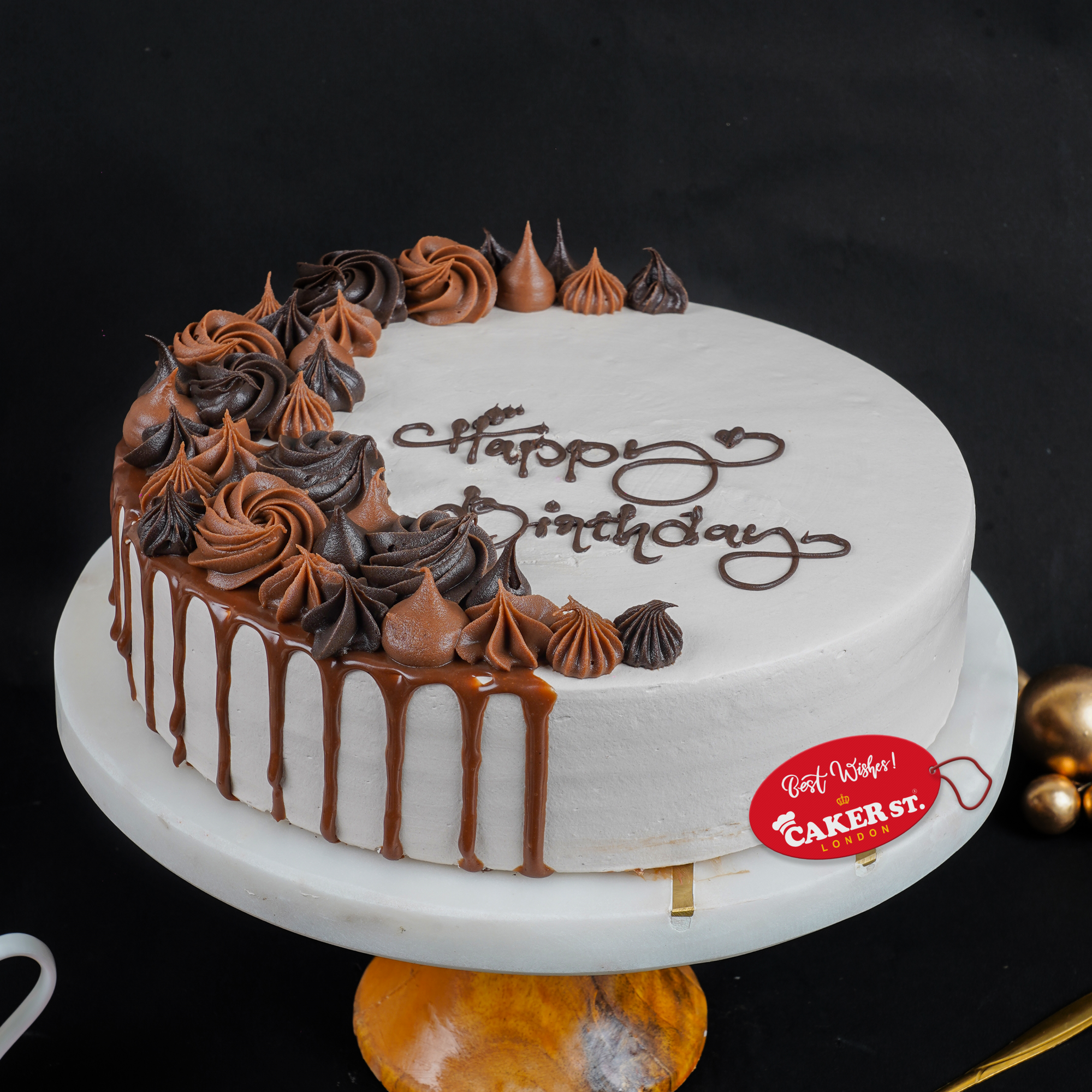Elegant Chocolate Drip Birthday Cake