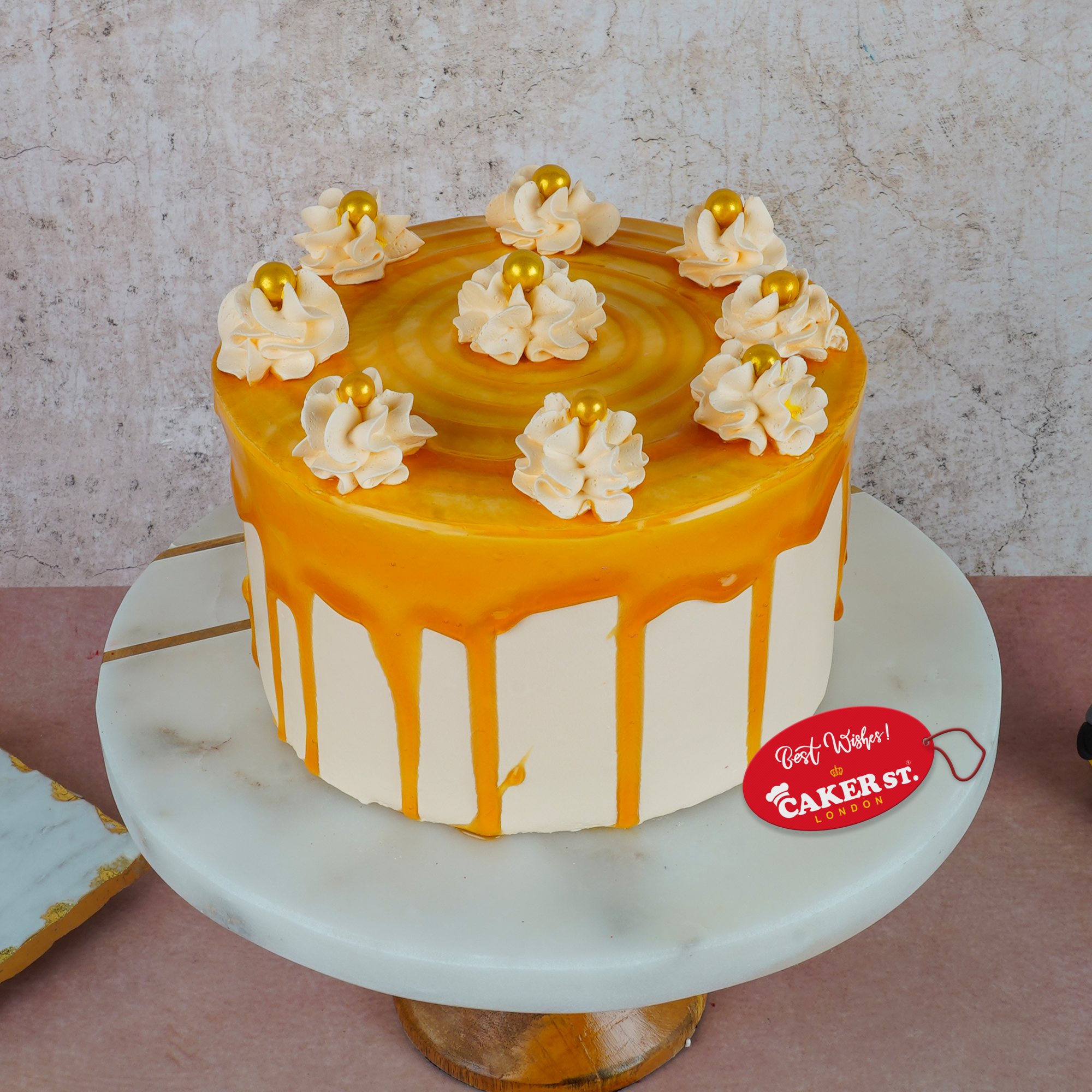 Elegant Drip Birthday Cake with Rosettes