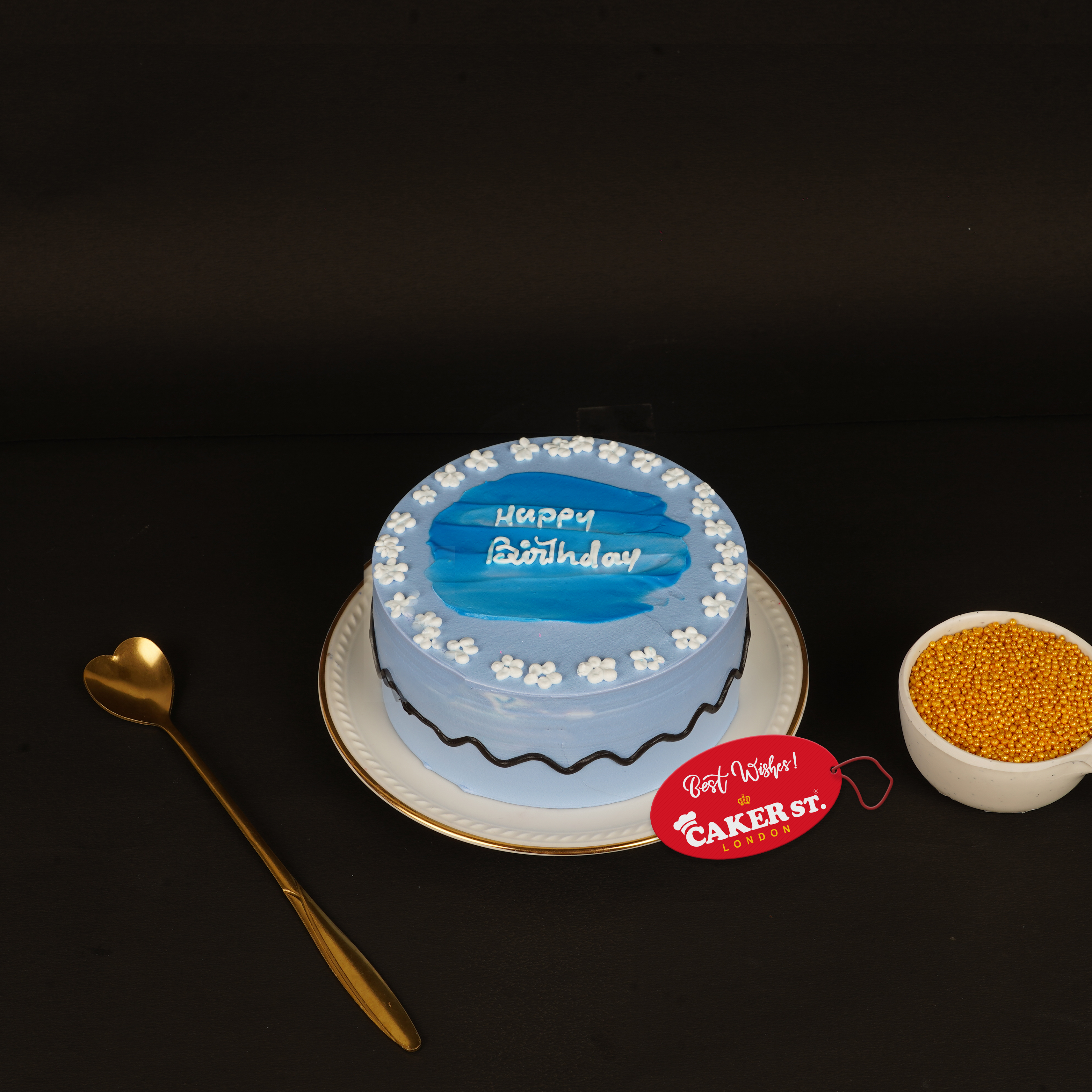 Abstract Blue Birthday Cake for Him