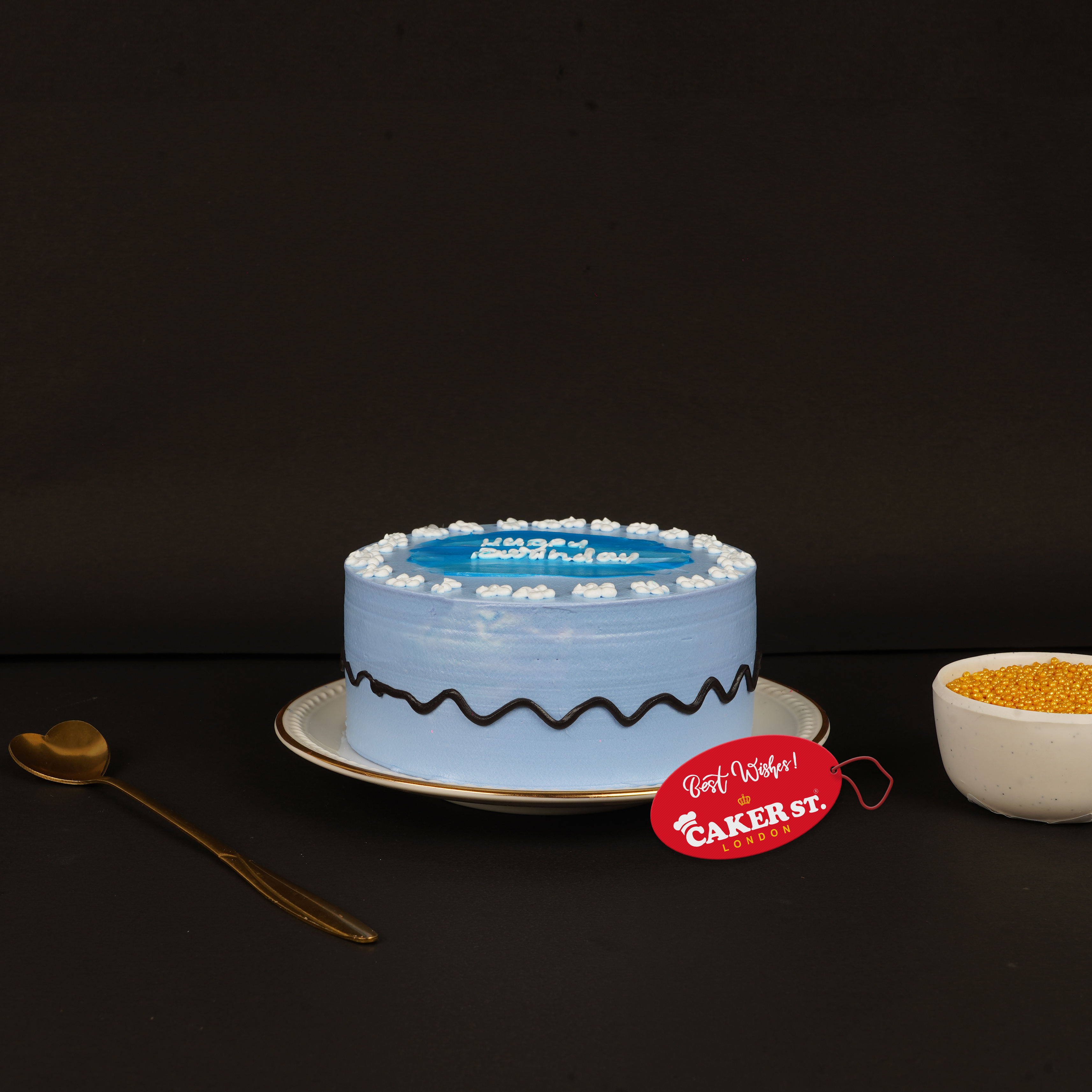 Abstract Blue Birthday Cake for Him