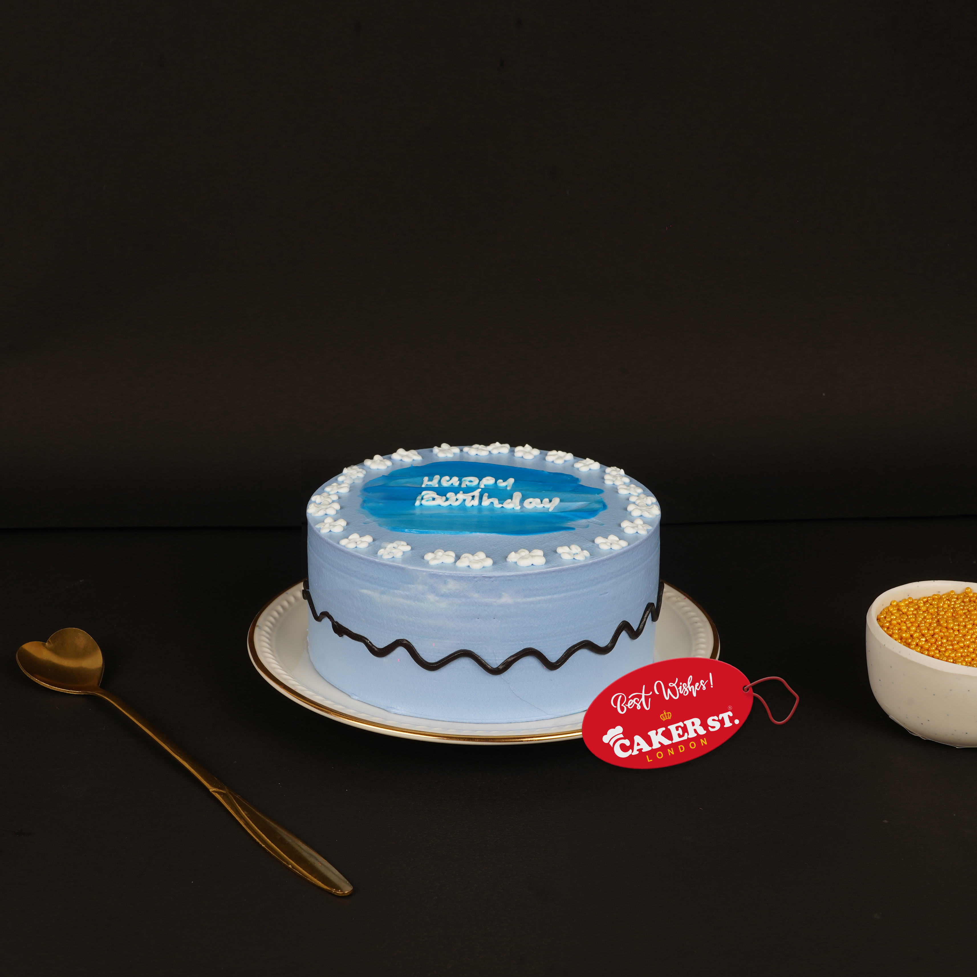 Abstract Blue Birthday Cake for Him