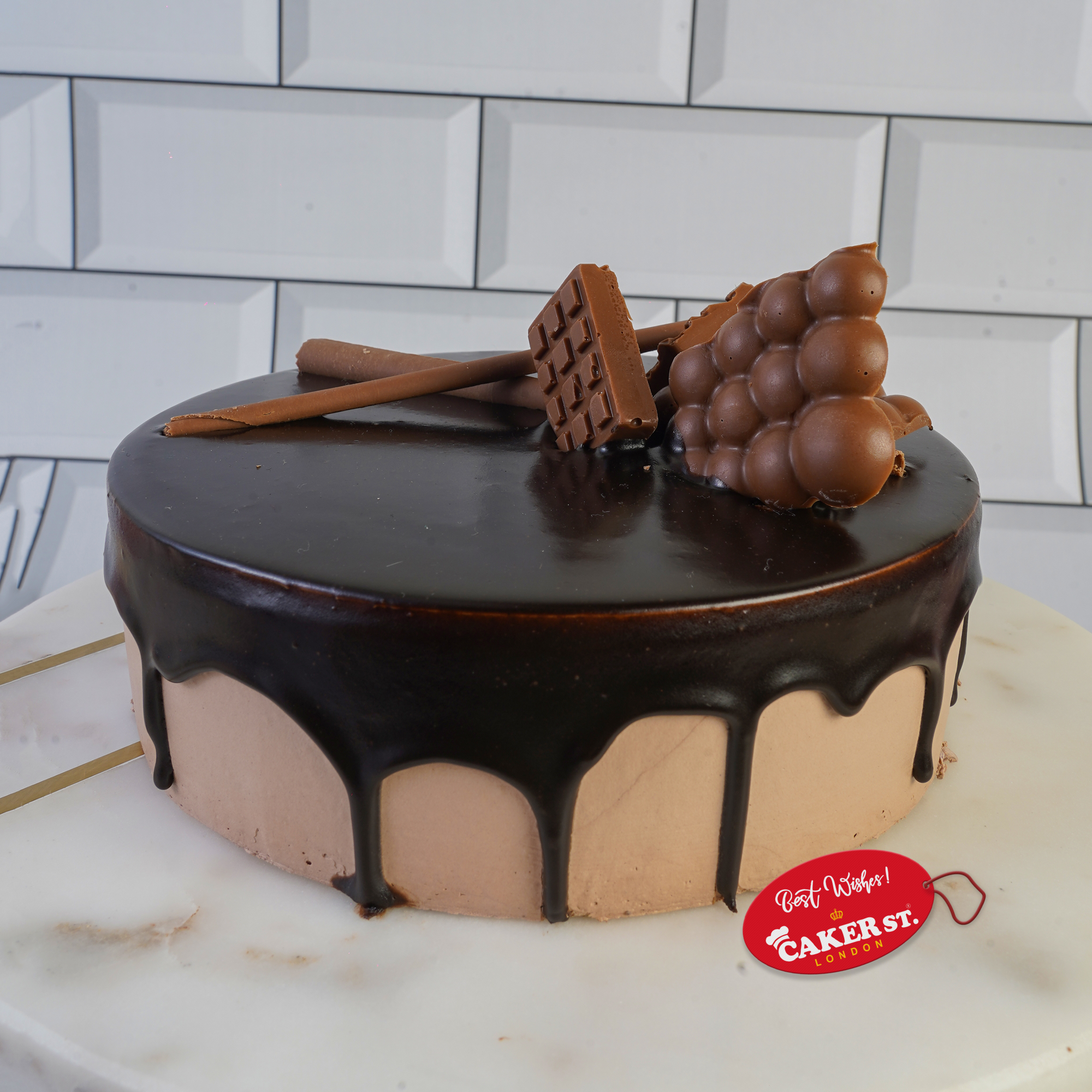 Chocolate Drip Birthday Cake with Custom Message