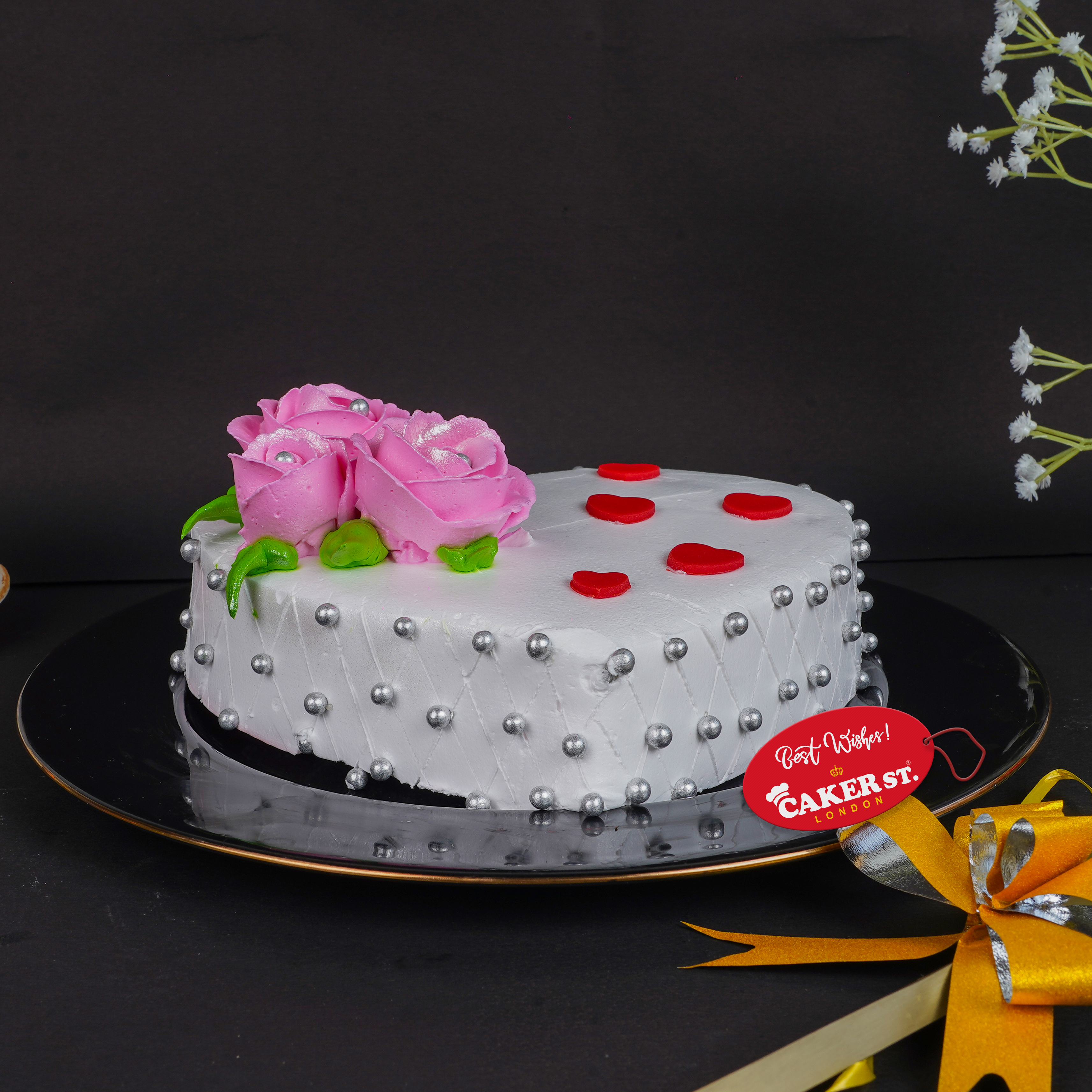 Heart Shaped Floral Celebration Cake