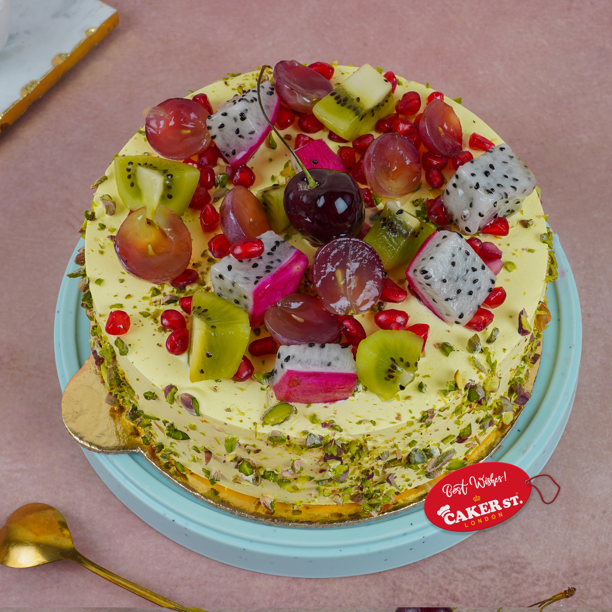 Exotic Fresh Fruits Celebration Cake