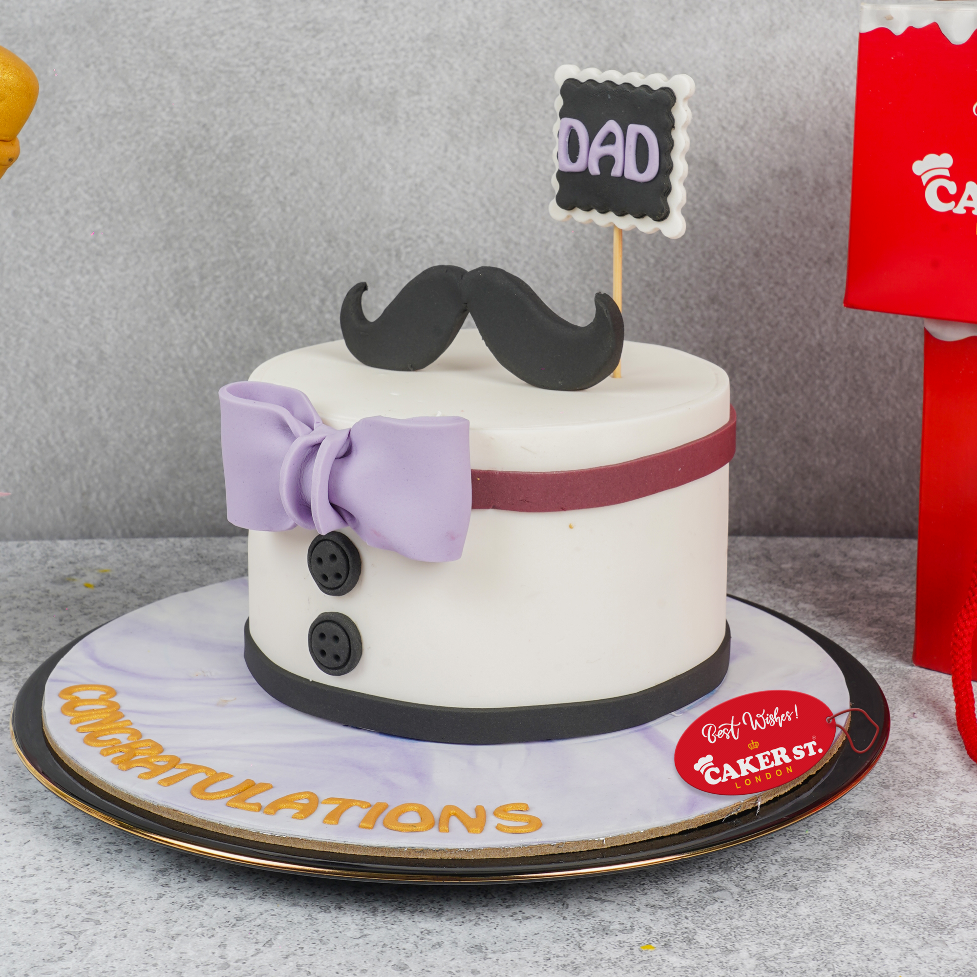 Mustache & Bow Tie Gentleman's Birthday Cake