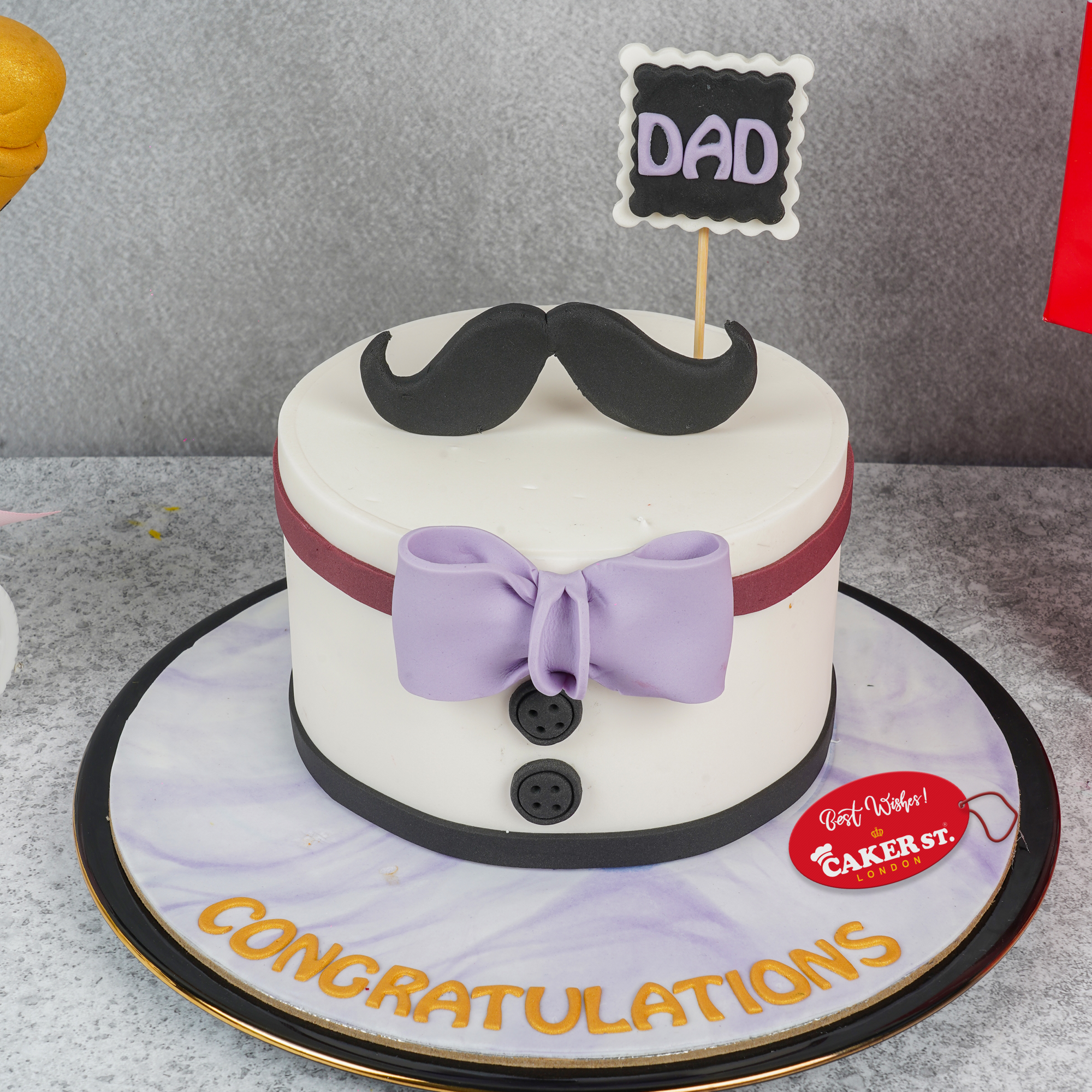 Mustache & Bow Tie Gentleman's Birthday Cake