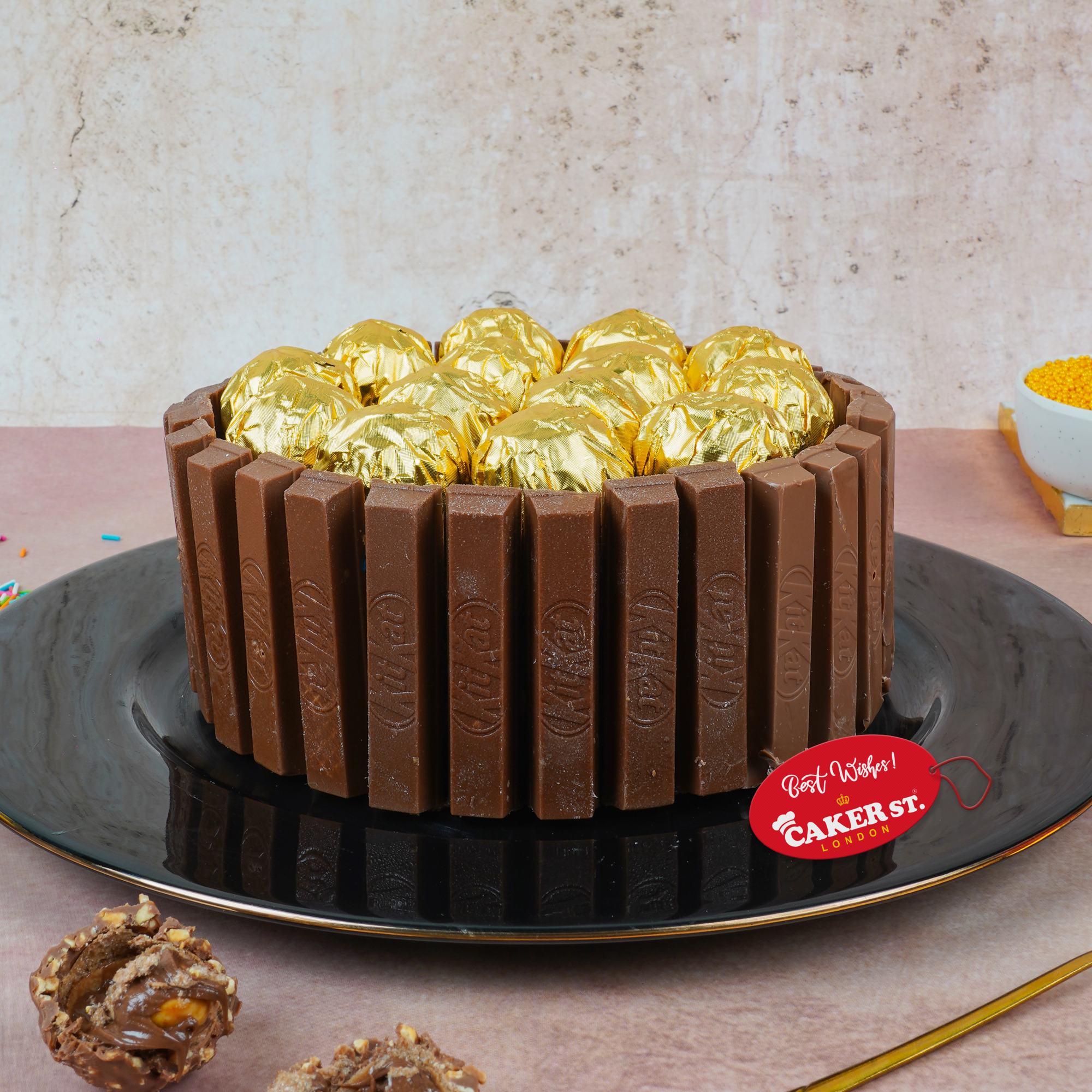 Chocolate Birthday Cake with Kit Kat & Gold Chocolates