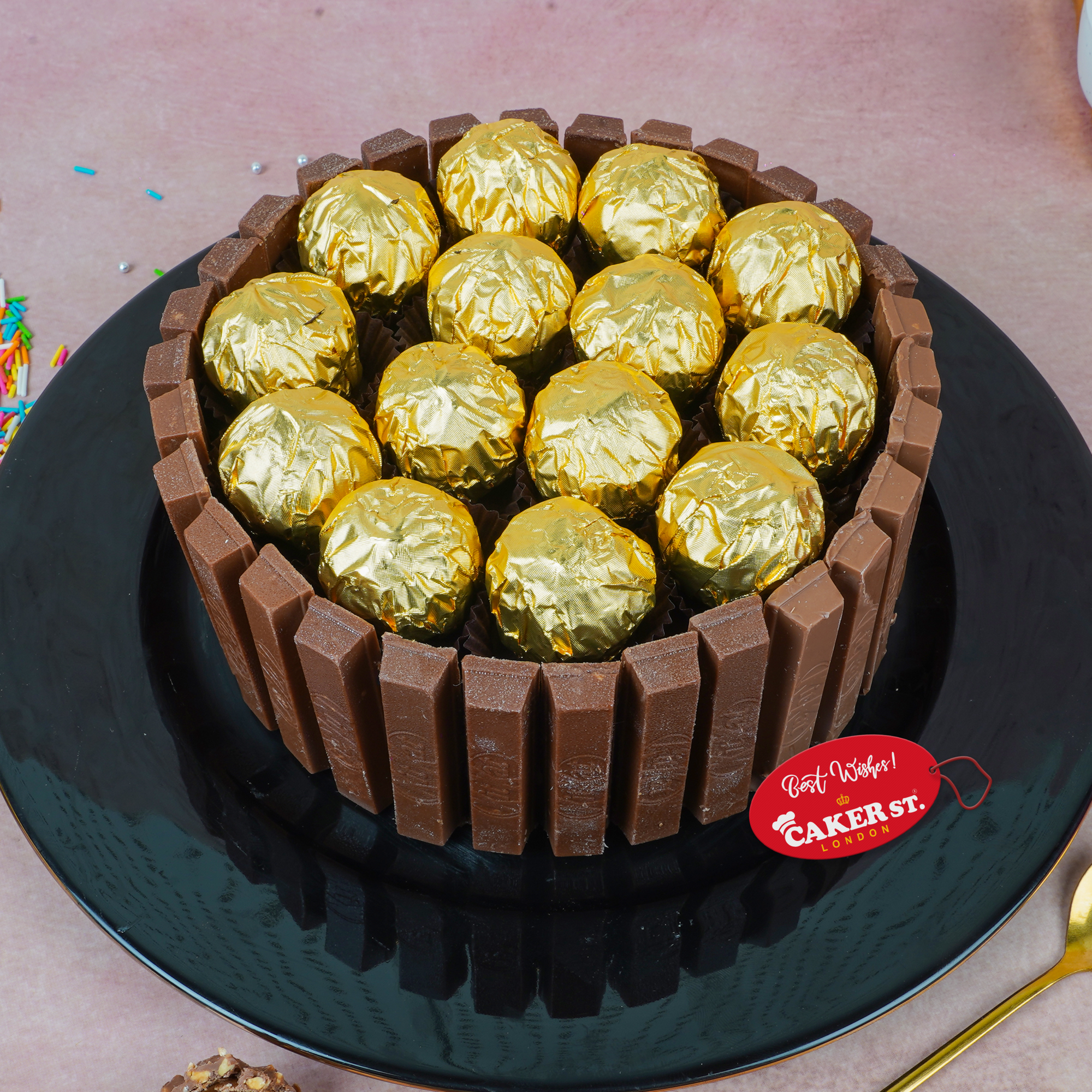 Chocolate Birthday Cake with Kit Kat & Gold Chocolates